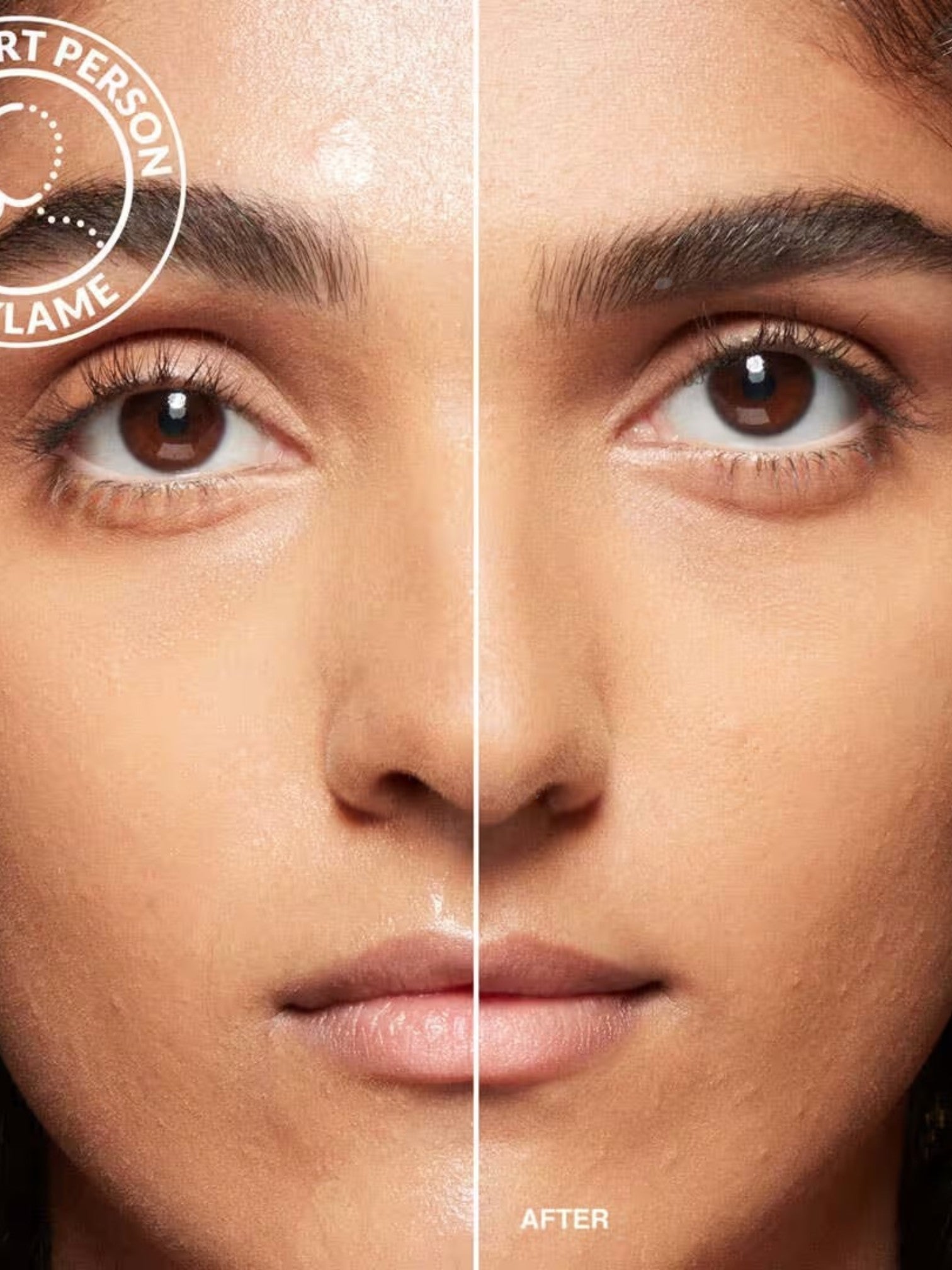 Before and after comparison of a persons eye area with a brand logo. Bobbi Brown, Monza Outlet, Monza Fashion, Shein Outlet