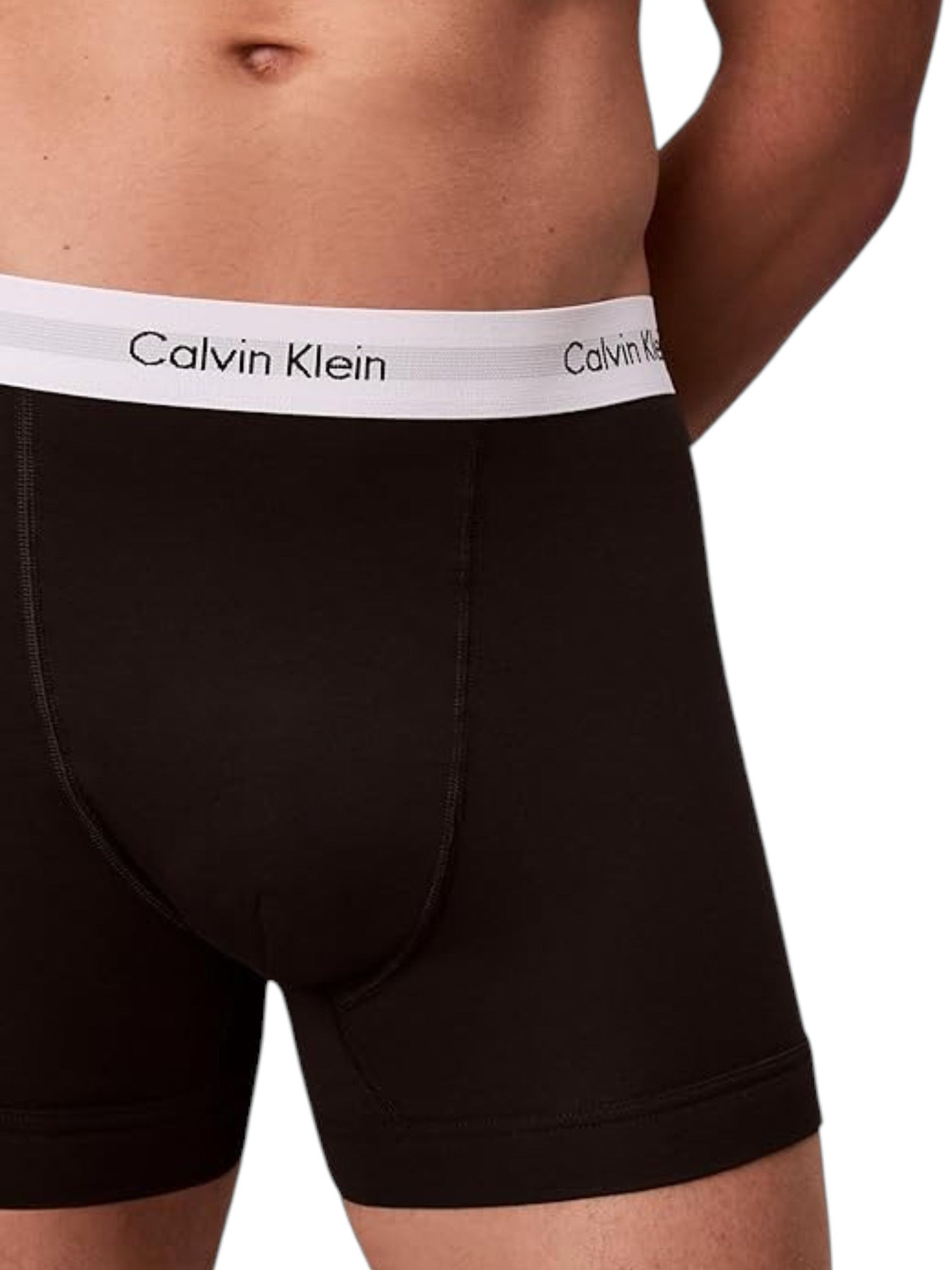 Black Calvin Klein boxer briefs with white waistband on a plain background. Calvin Klein, Monza Outlet, Monza Fashion, Shein Outlet