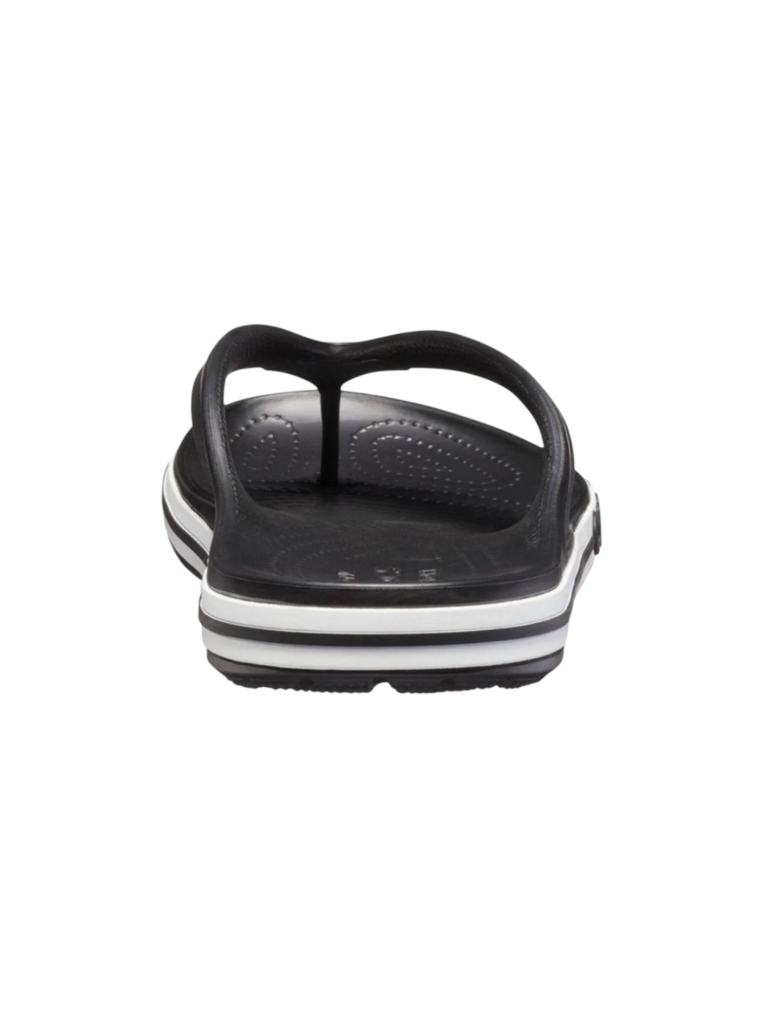 Black sandal with white stripes on a white background. Crocs, Monza Outlet, Monza Fashion, Shein Outlet 