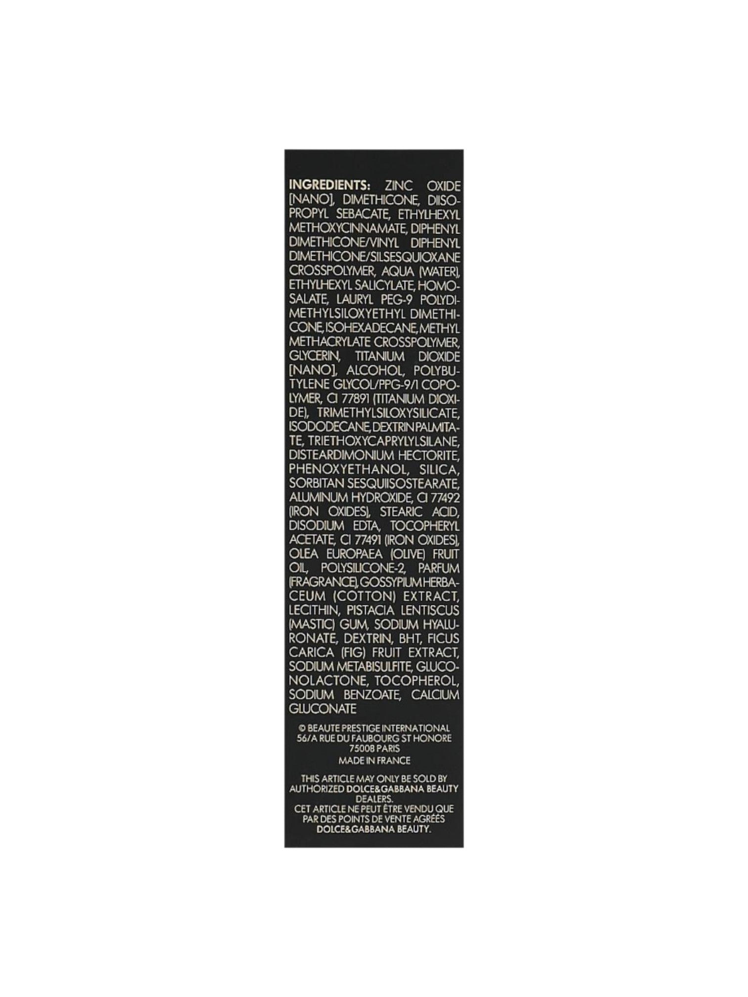 Long, narrow label with text on a white background Dolce Gabbana Monza Outlet