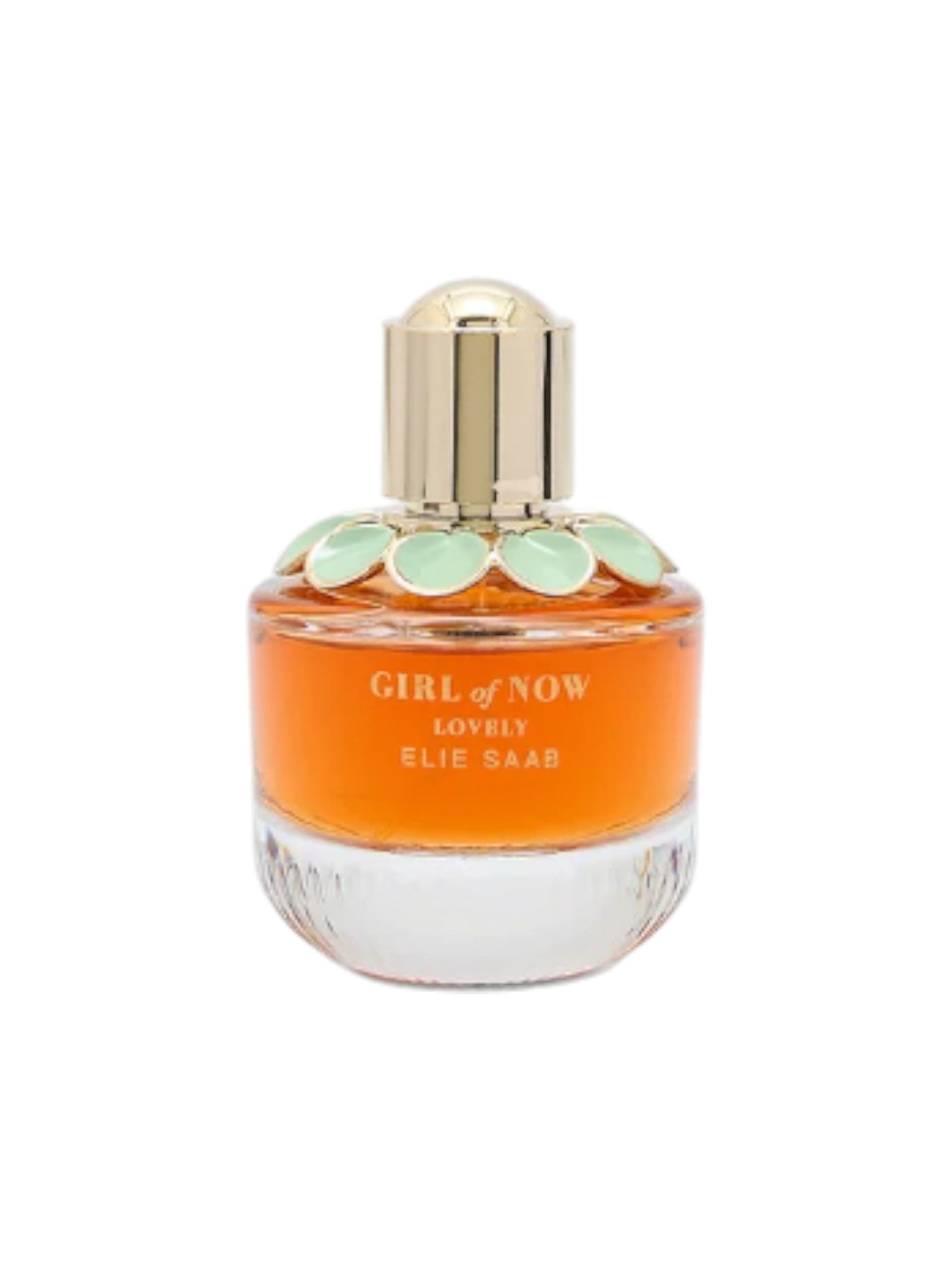 Perfume bottle labeled Girl of Now Lovely by Elie Saab on a white background. Elie Saab, Monza Outlet, Monza Fashion, Shein Outlet