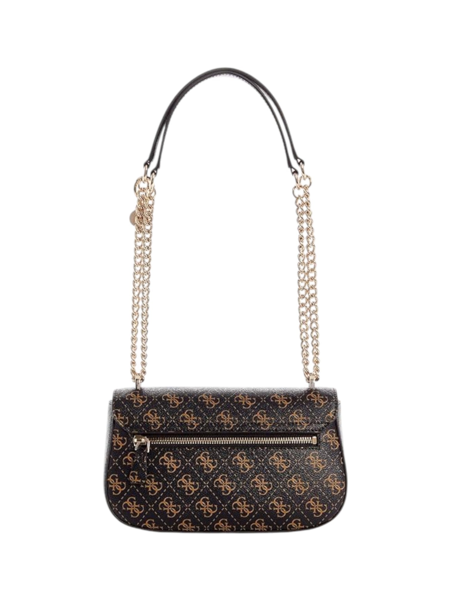 Black handbag with gold chain strap on a white background. Guess, Monza Outlet, Monza Fashion, Shein Outlet
