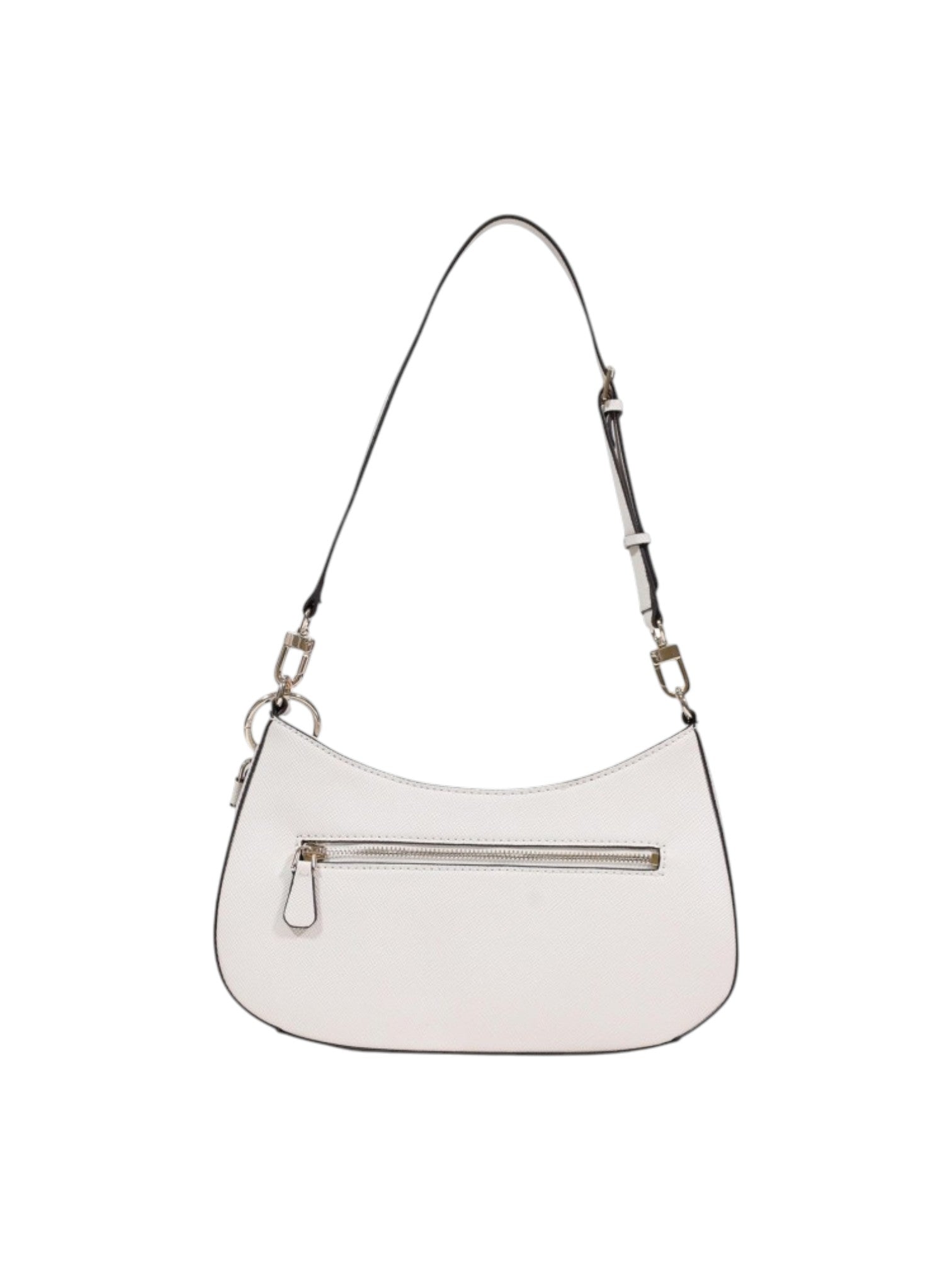 White handbag with a gold zipper on a white background. Guess, Monza Outlet, Monza Fashion, Shein Outlet