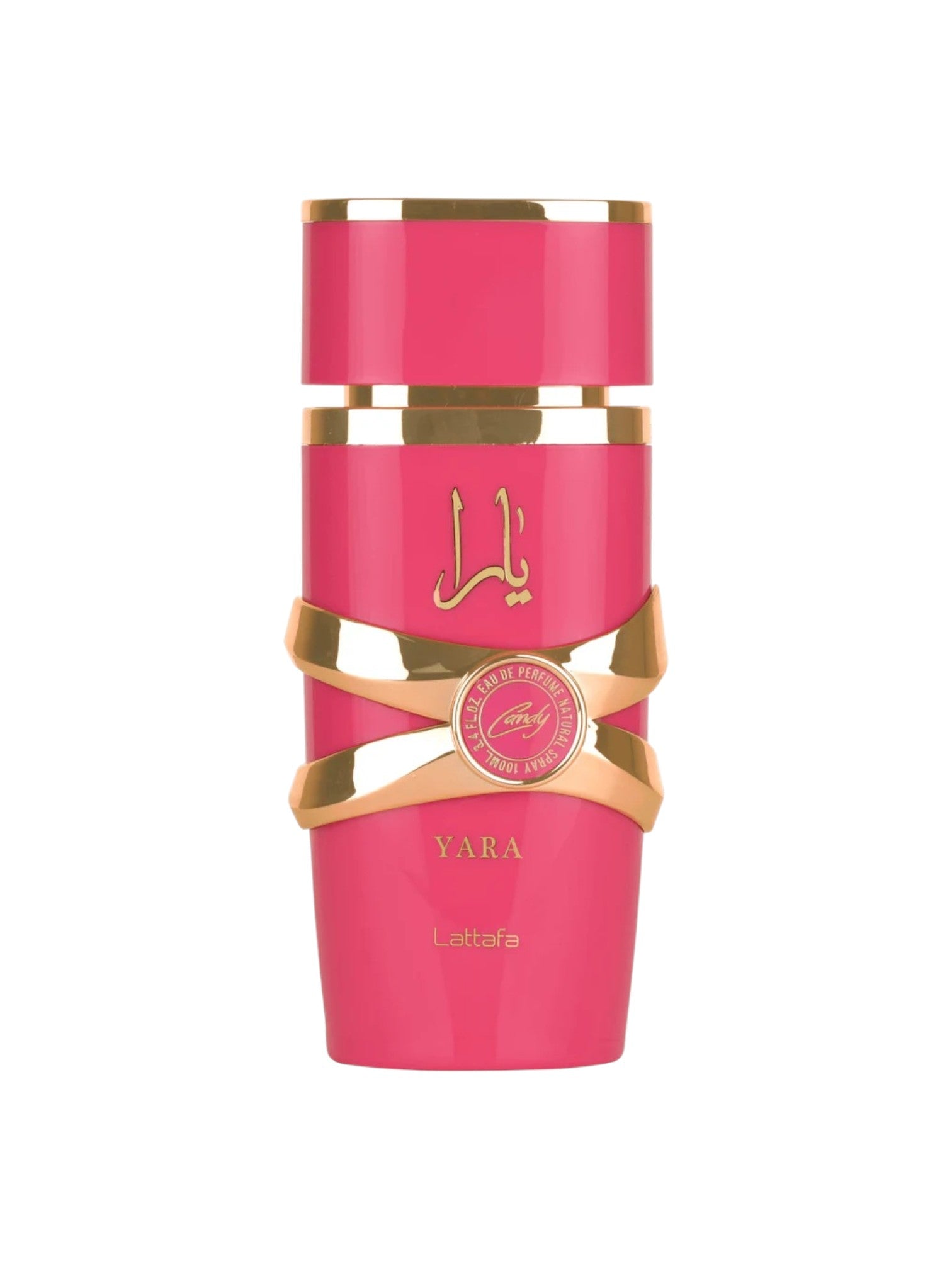 Pink and gold bottle with Yara branding on a white background. Lattafa, Monza Outlet, Monza Fashion, Shein Outlet