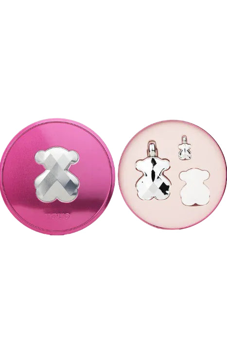 Pink and silver earring packaging with X design on a white background Love Me Monza Outlet 