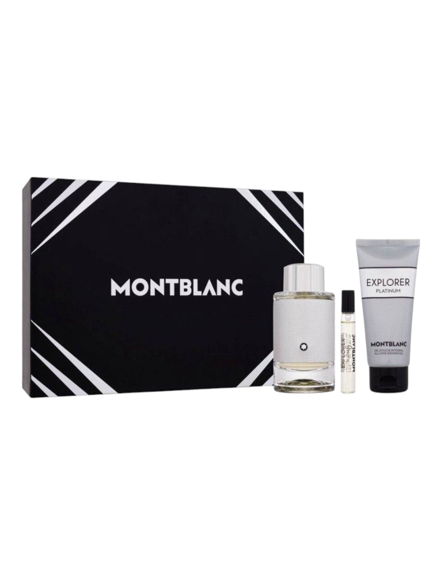 Montblanc perfume set with black and white packaging on a white background monza outlet, Shein outlet, monza fashion