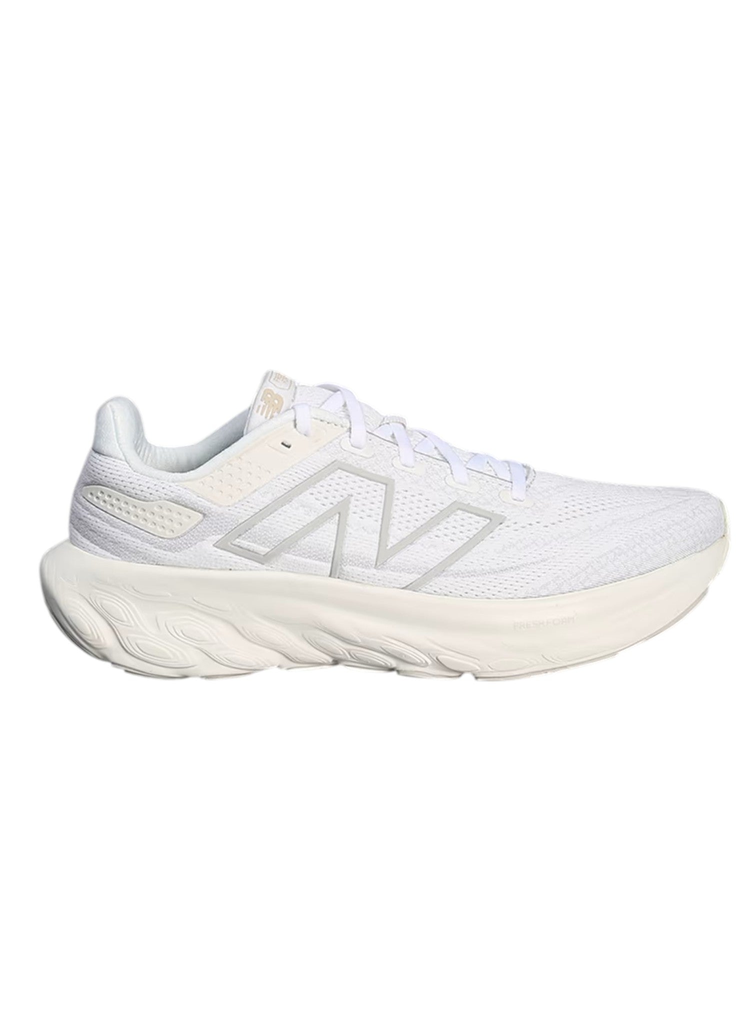 White running shoe on a white background. New Balance, Monza Outlet, Monza Fashion, Shein Outlet