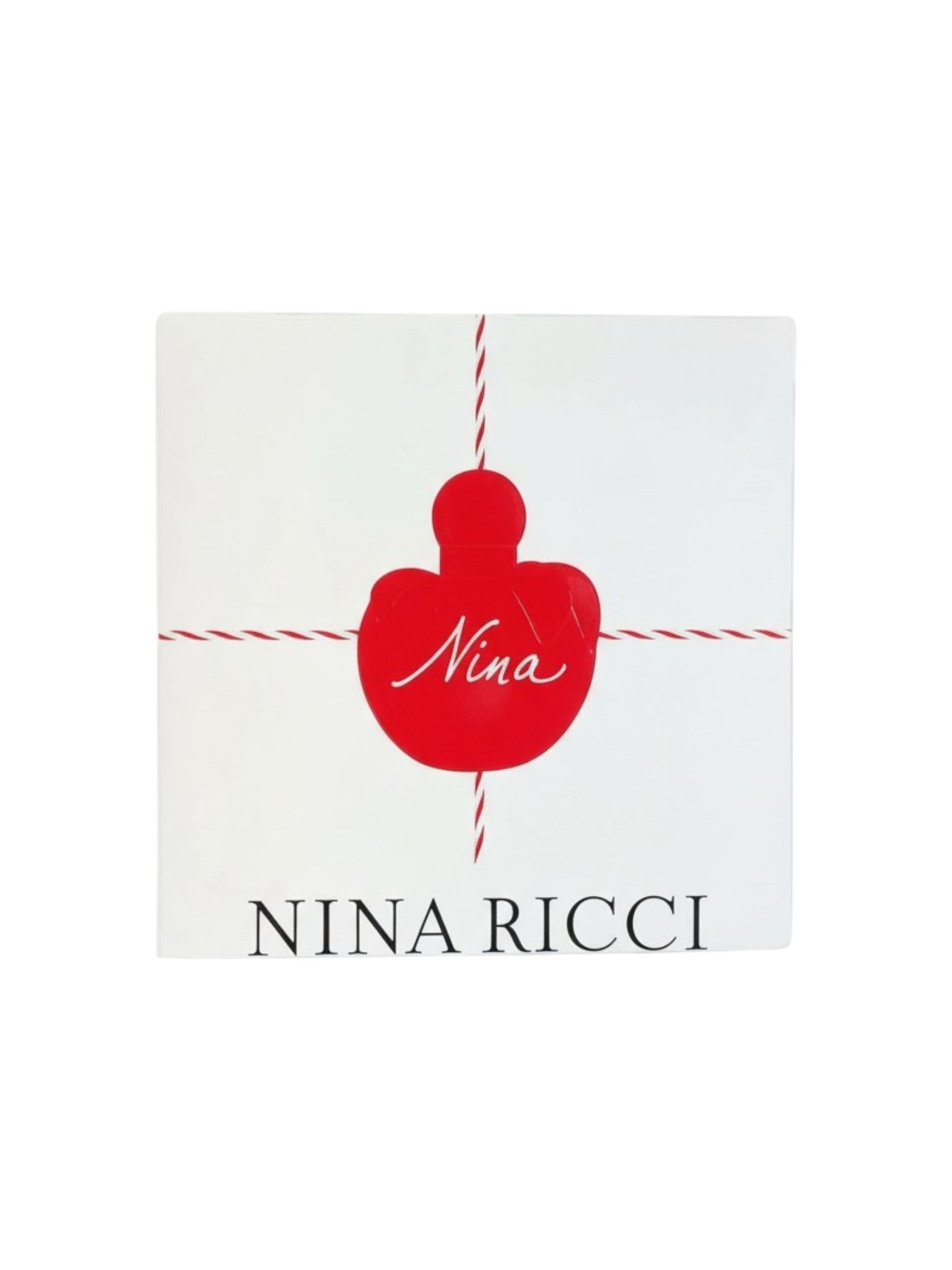 Nina Ricci logo with a red heart on a white background. Nina Ricci, Monza Outlet, Monza Fashion, Shein Outlet
