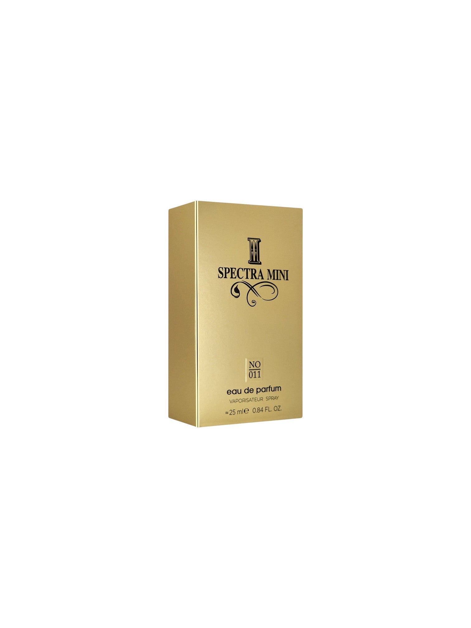Gold box of Spectra Mini perfume on a white background. Spectra Mini, Monza Outlet, Monza Fashion, Shein Outlet