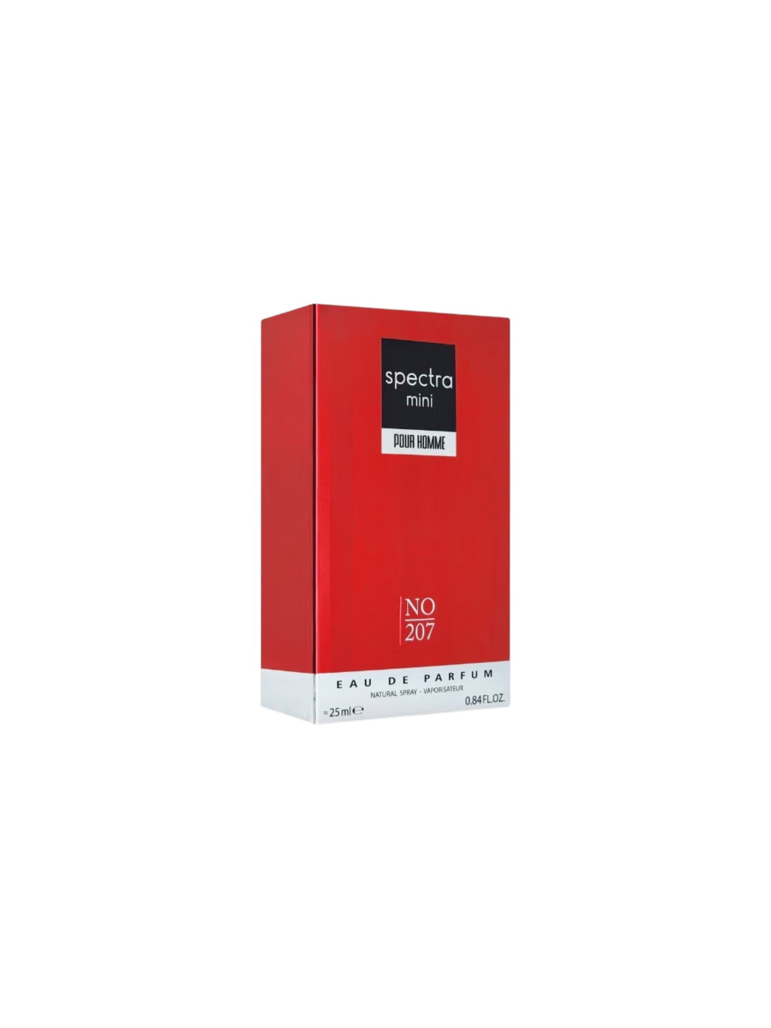 Red and white perfume box with spectra men branding on a white background. Spectra, Monza Outlet, Monza Fashion, Shein Outlet