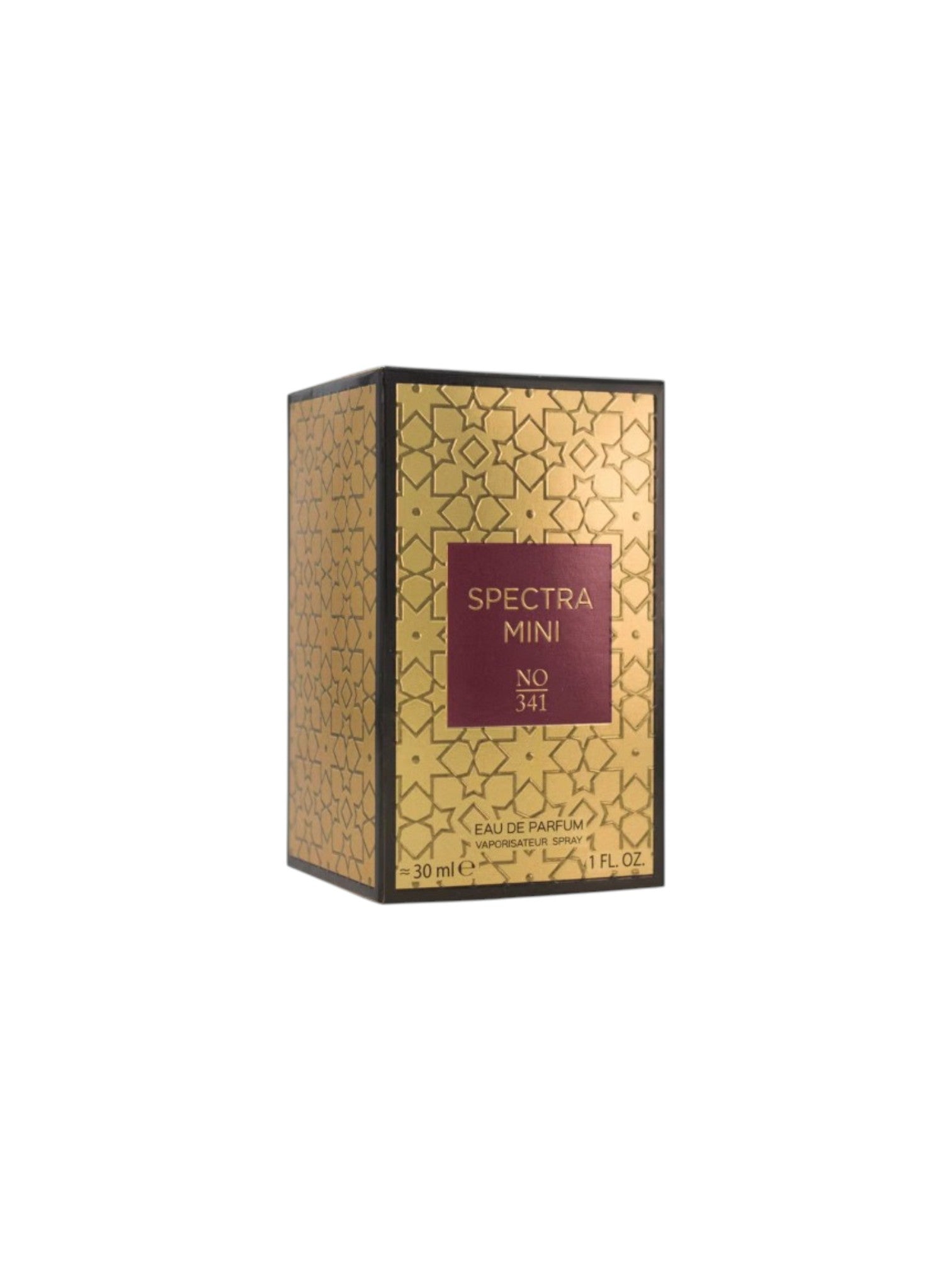 Spectra Mini perfume box with gold and black design on a white background. Spectra Mini, Monza Outlet, Monza Fashion, Shein Outlet