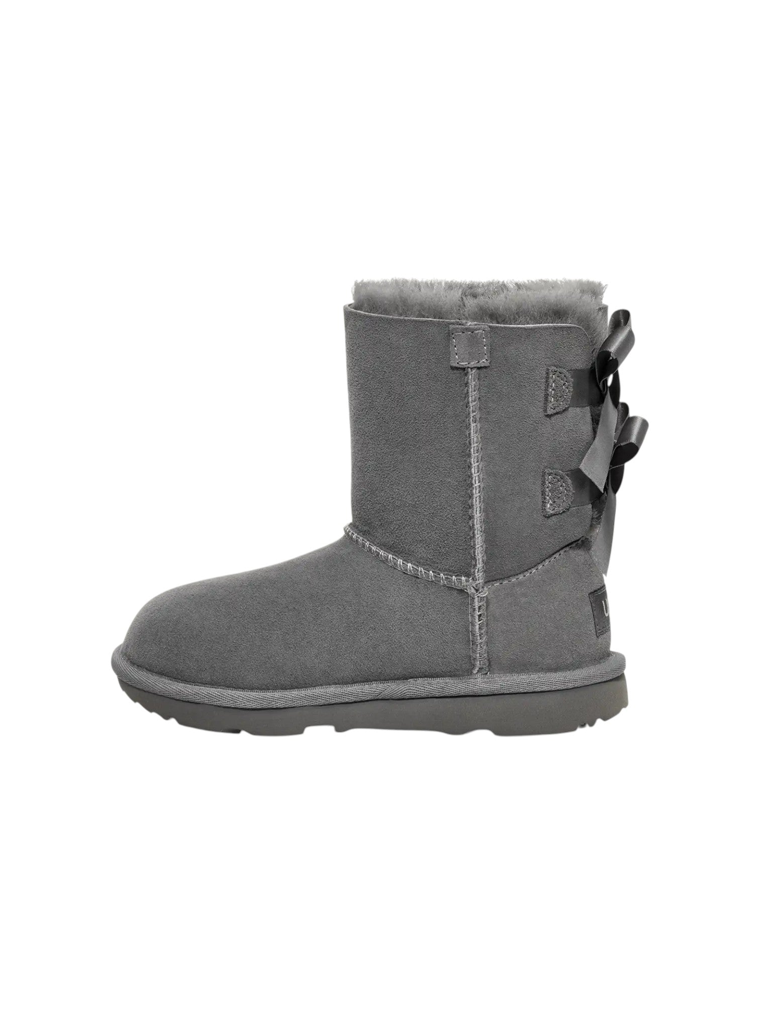 Gray boot with bow detail on a white background. UGG, Monza Outlet, Monza Fashion, Shein Outlet