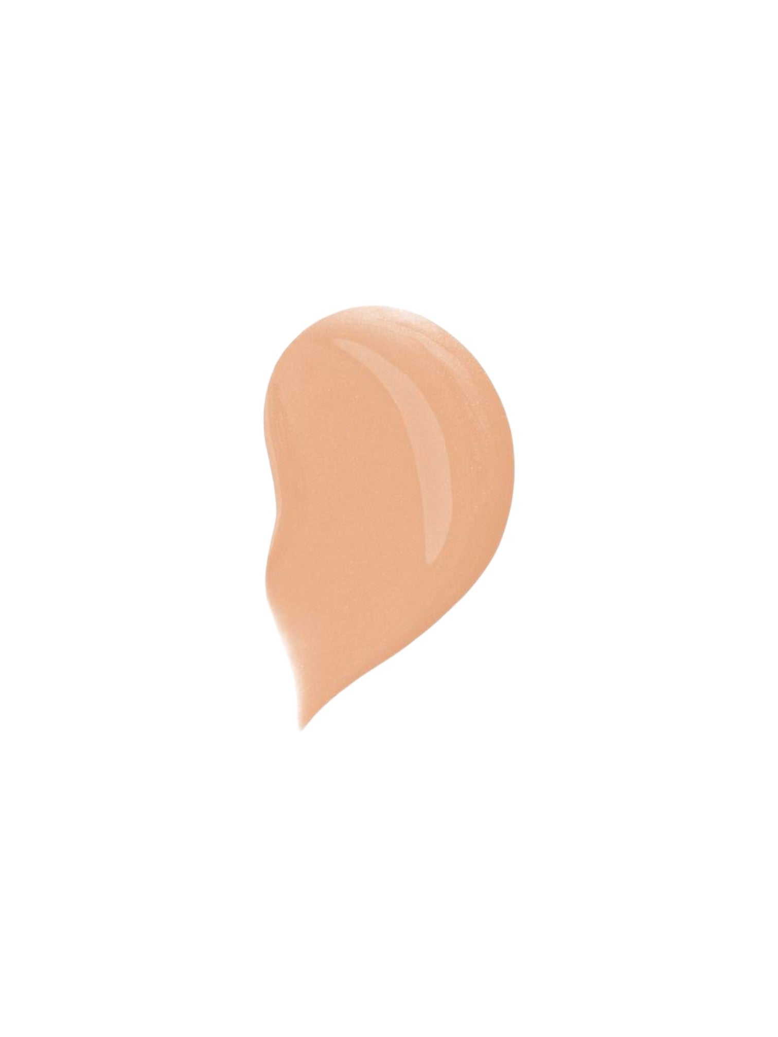 A smooth, teardrop-shaped swatch of light peach-beige cosmetic cream or foundation on a solid white background. Dolce & Gabbana, Monza Outlet, Monza Fashion, Shein Outlet