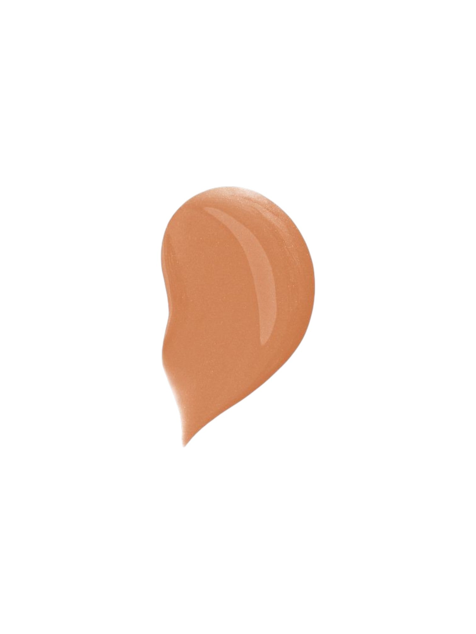 A teardropshaped swatch of smooth, glossy warm tan makeup cream, likely foundation or concealer, centered on a solid white background. Dolce & Gabbana, Monza Outlet, Monza Fashion, Shein Outlet