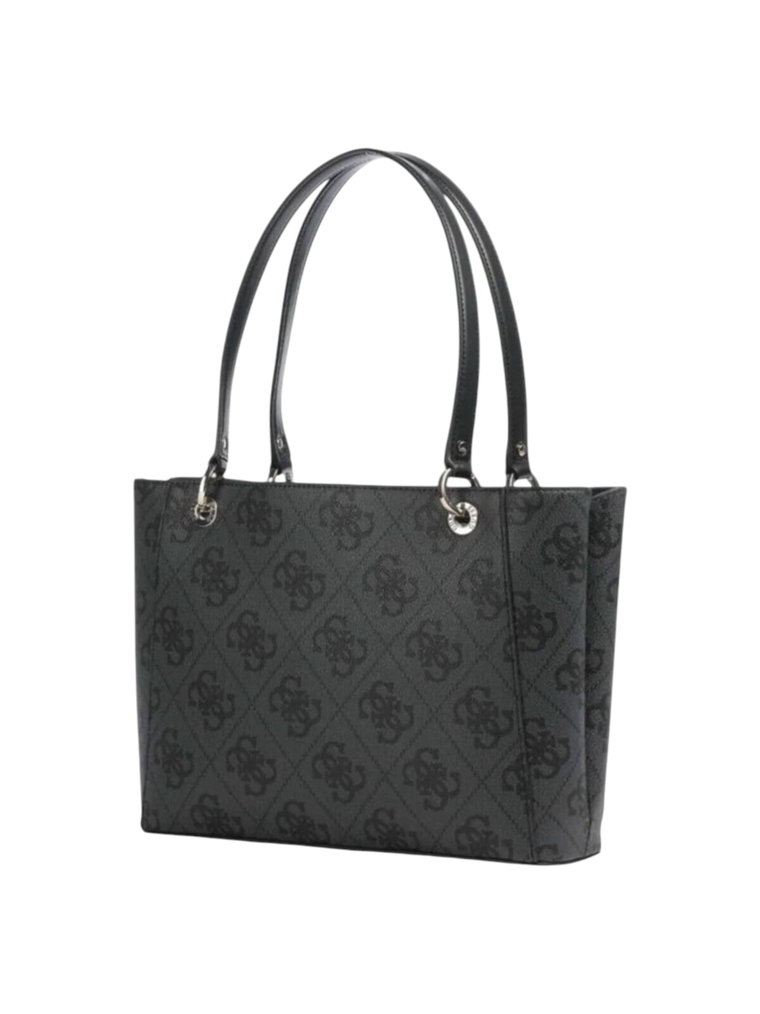 Black handbag with a pattern on a white background. Guess, Monza Outlet, Monza Fashion, Shein Outlet