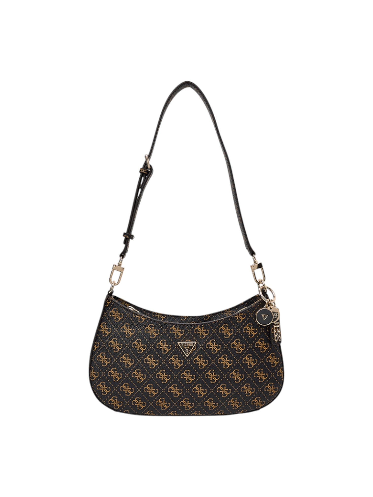 Black handbag with gold pattern on a white background. Guess, Monza Outlet, Monza Fashion, Shein Outlet