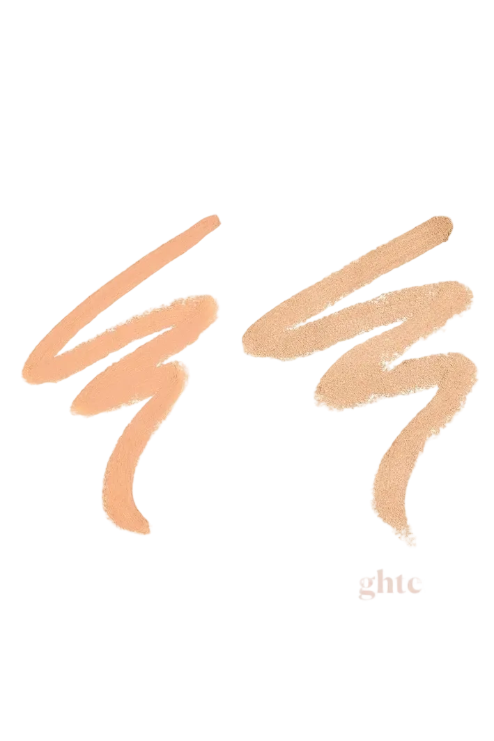 Two beige color swatches labeled 'Correct' and 'Brighten' on a light pink background with '2N' branding. Monza fashion outlet, monza outlet, shein outlet, shien outlet cosmetics, makeup, perfume