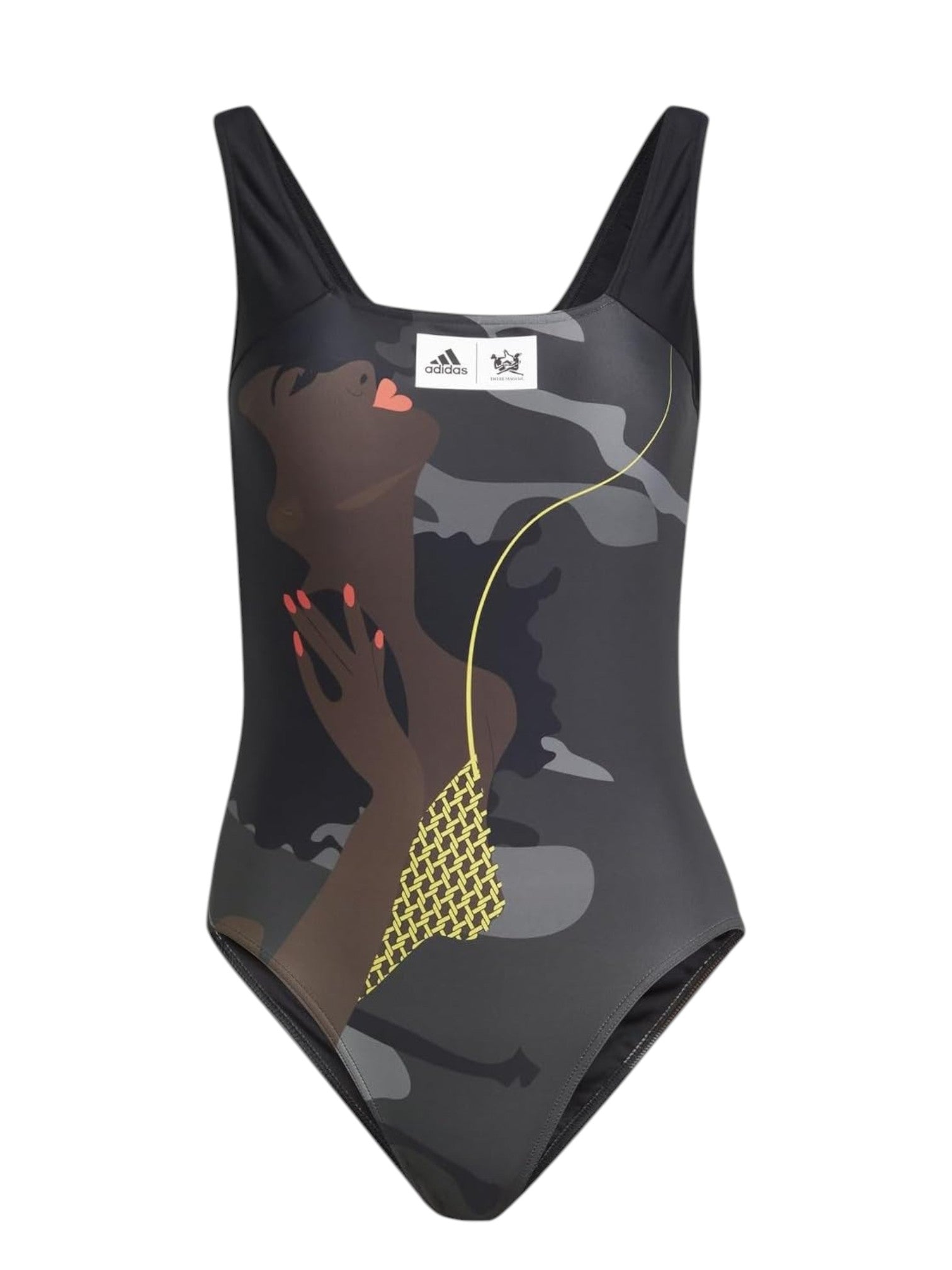 Adidas swimsuit with artistic design on a white background. Adidas, Monza Outlet, Monza Fashion, Shein Outlet