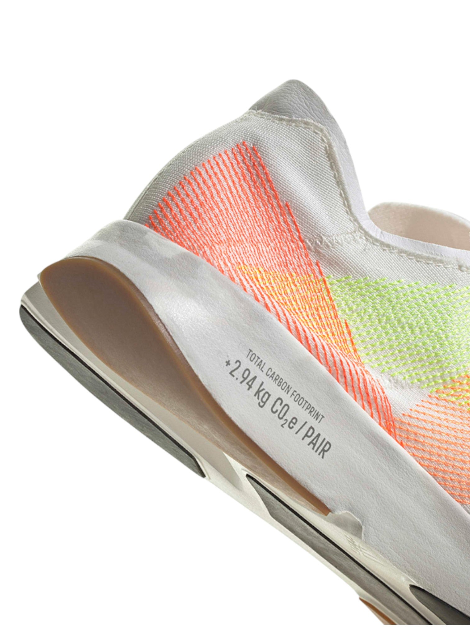 Close-up of a shoe with a colorful sole on a white background. Adidas, Monza Outlet, Monza Fashion, Shein Outlet