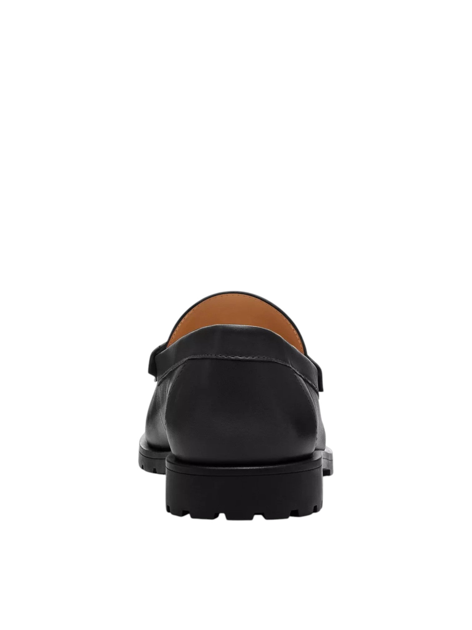 Black leather loafer shoe on a white background. Coach, Monza Outlet, Monza Fashion, Shein Outlet