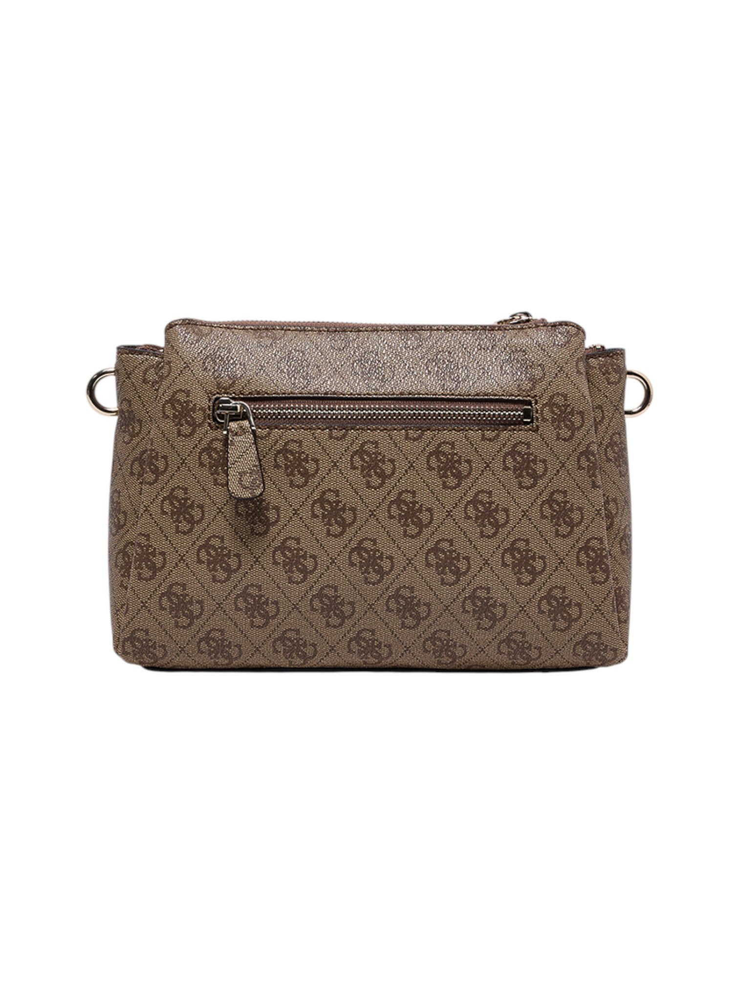 Brown patterned handbag on a white background. Guess, Monza Outlet, Monza Fashion, Shein Outlet