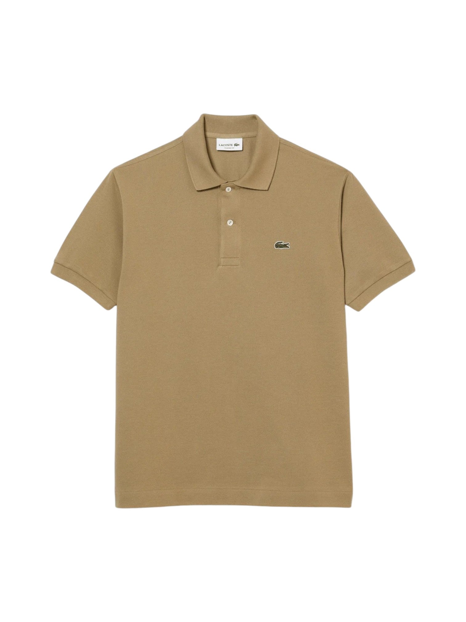 Beige polo shirt with brand logo on a white background. Lacoste, Monza Outlet, Monza Fashion, Shein Outlet