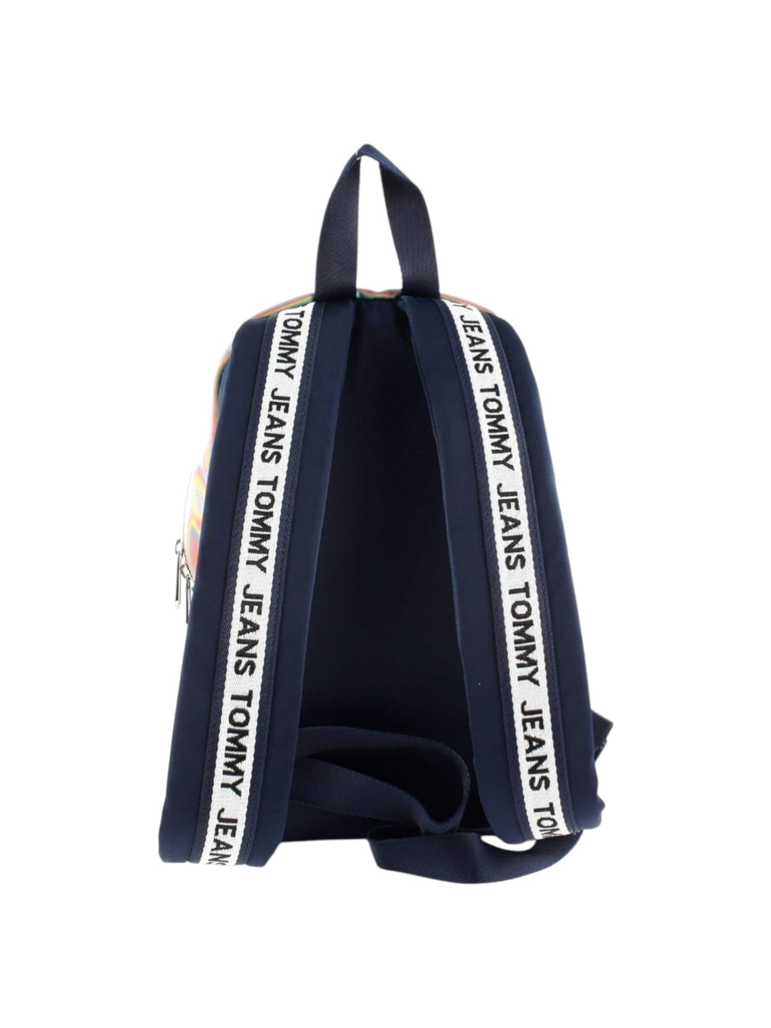 Navy blue backpack with Tommy Jeans logo tape on a white background. Tommy Hilfiger, Monza Outlet, Monza Fashion, Shein Outlet
