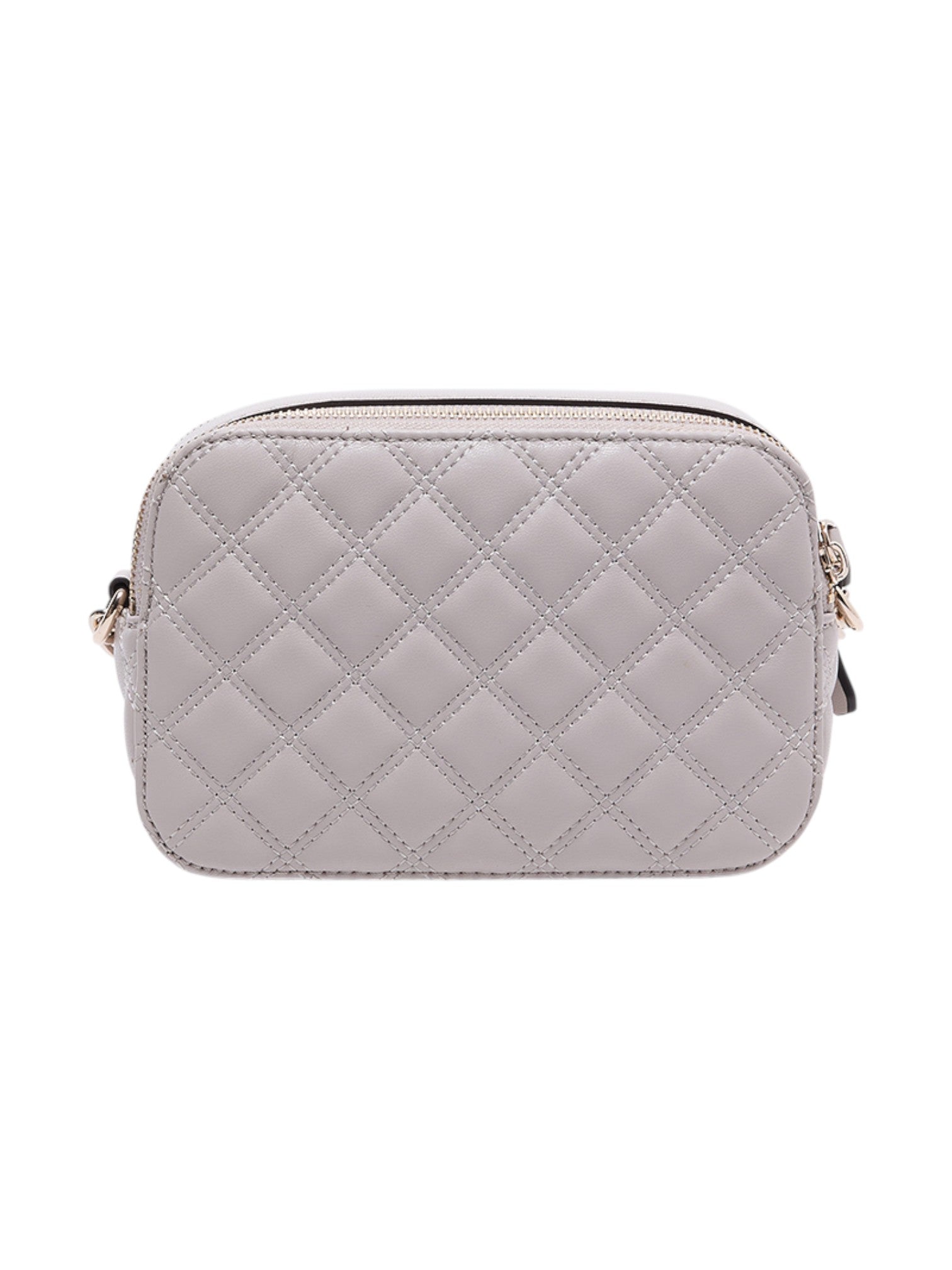 Quilted gray crossbody bag on a white background. Guess, Monza Outlet, Monza Fashion, Shein Outlet