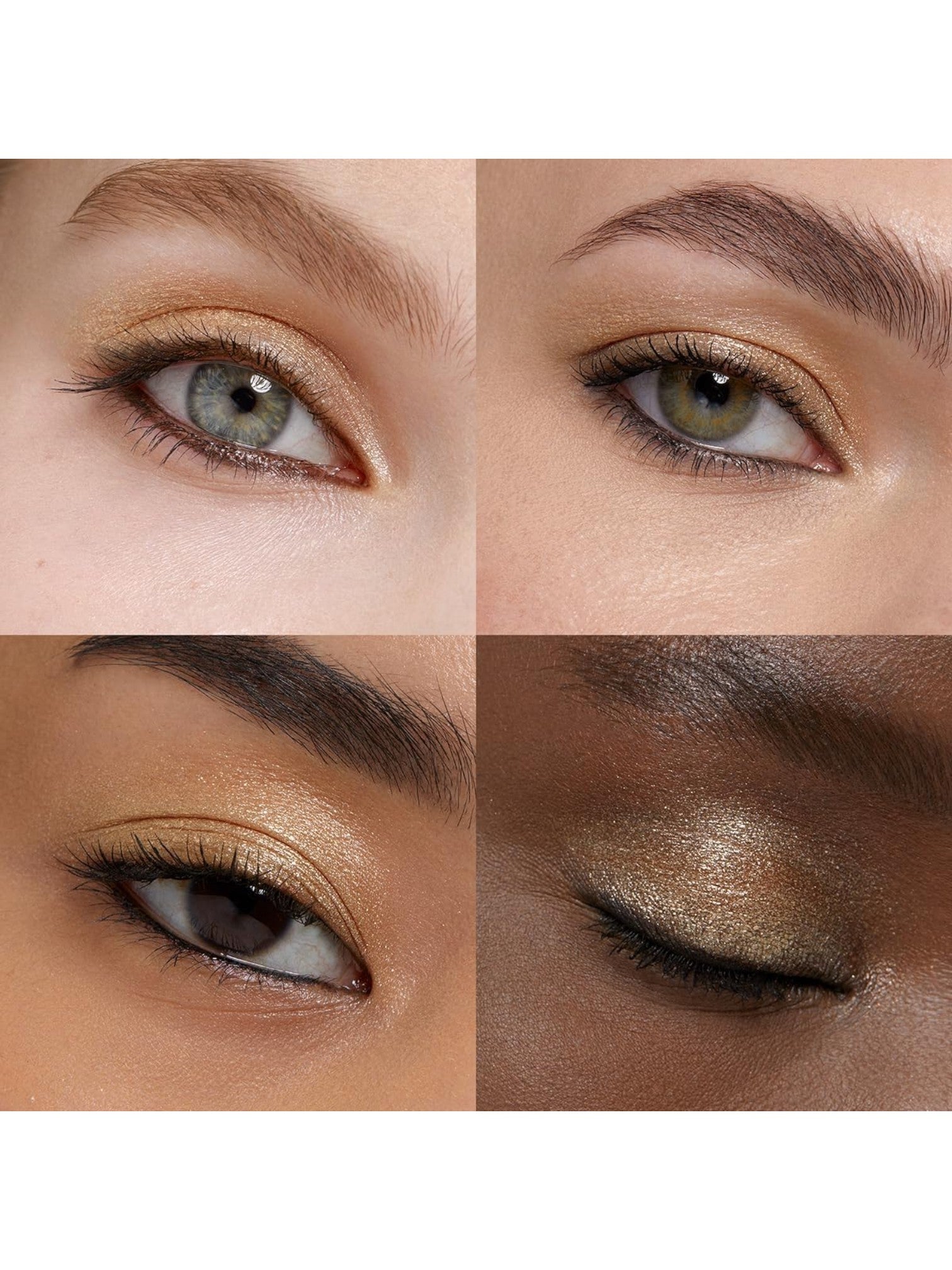 Close-up of eyes with different eye makeup colors on a white background. Kiko Milano, Monza Outlet, Monza Fashion, Shein Outlet