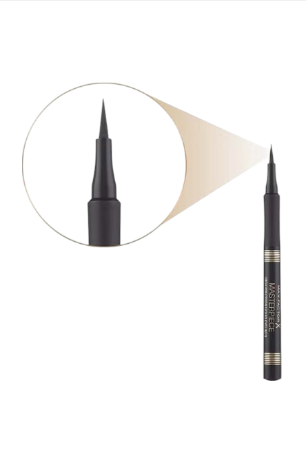 Eyeliner pen with a close-up inset on a white background Max Factor Monza Outlet, Monza Fashion, Shein Outlet