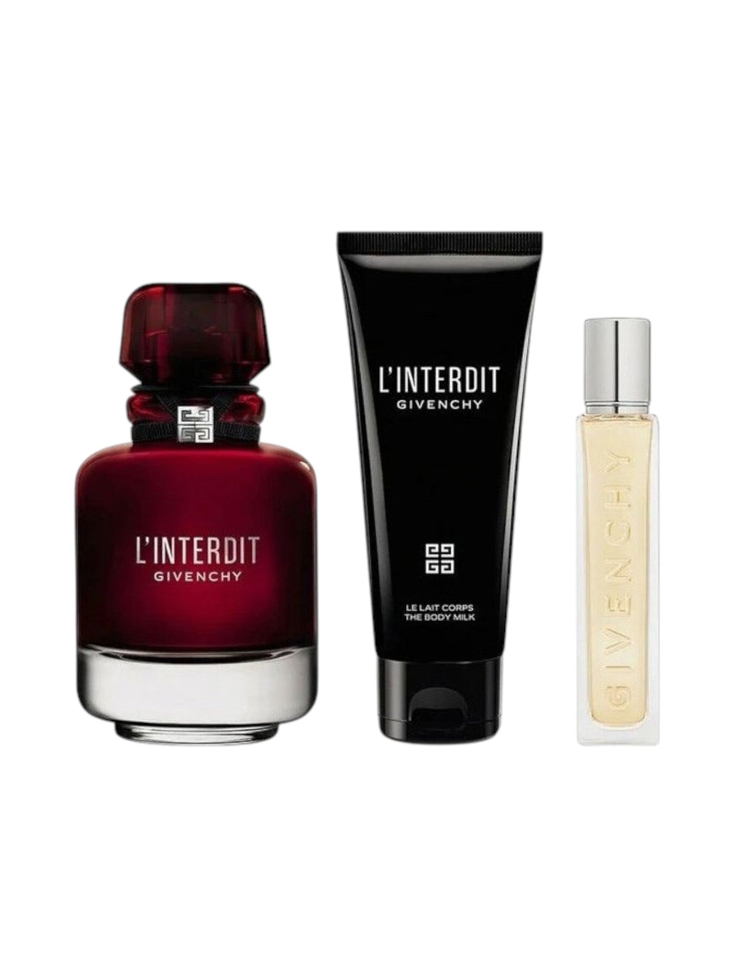 Givenchy L'Interdit perfume set on a white background monza outlet, Shein outlet, monza fashion