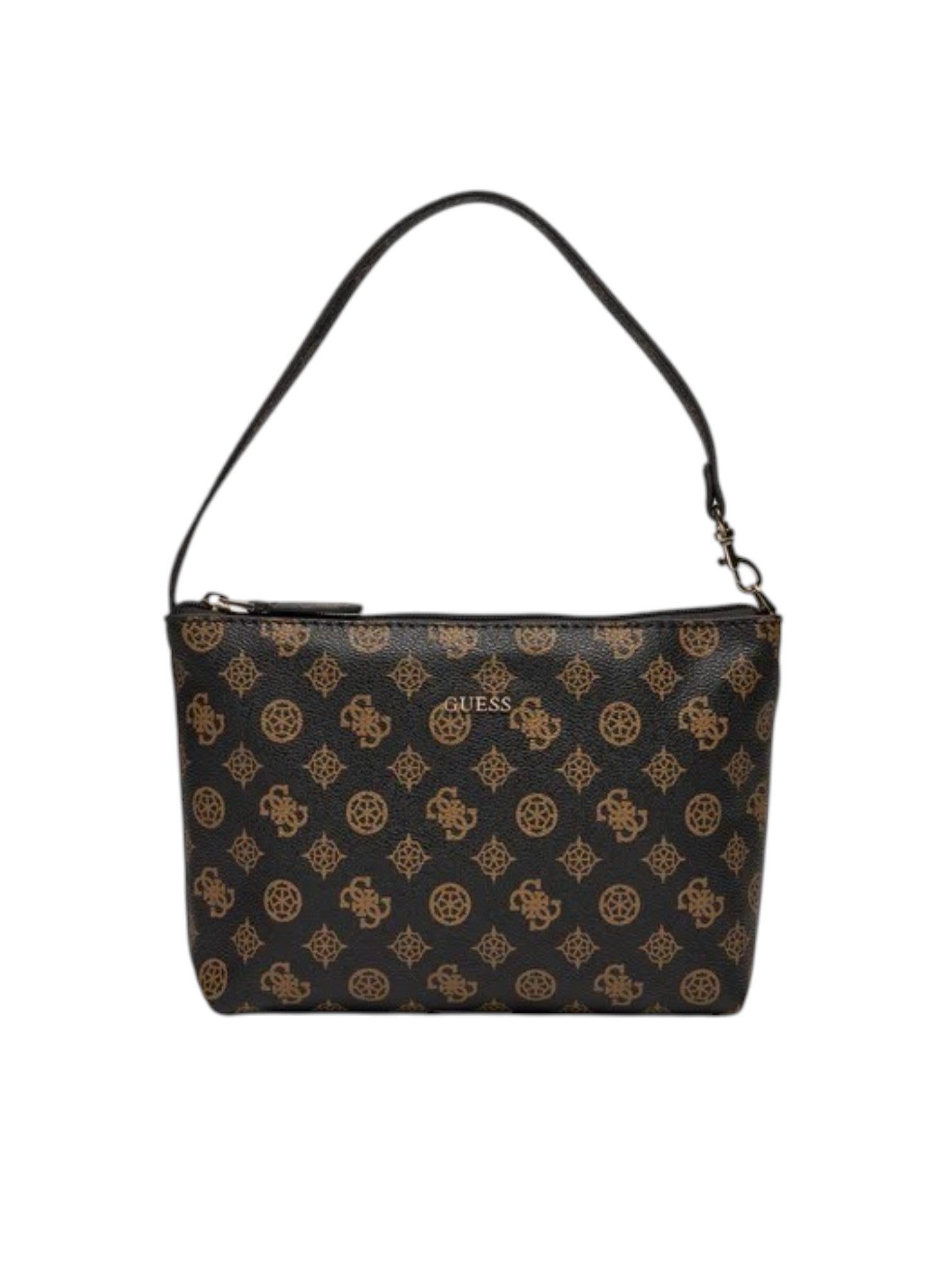 Black handbag with gold pattern on a white background. Guess, Monza Outlet, Monza Fashion, Shein Outlet