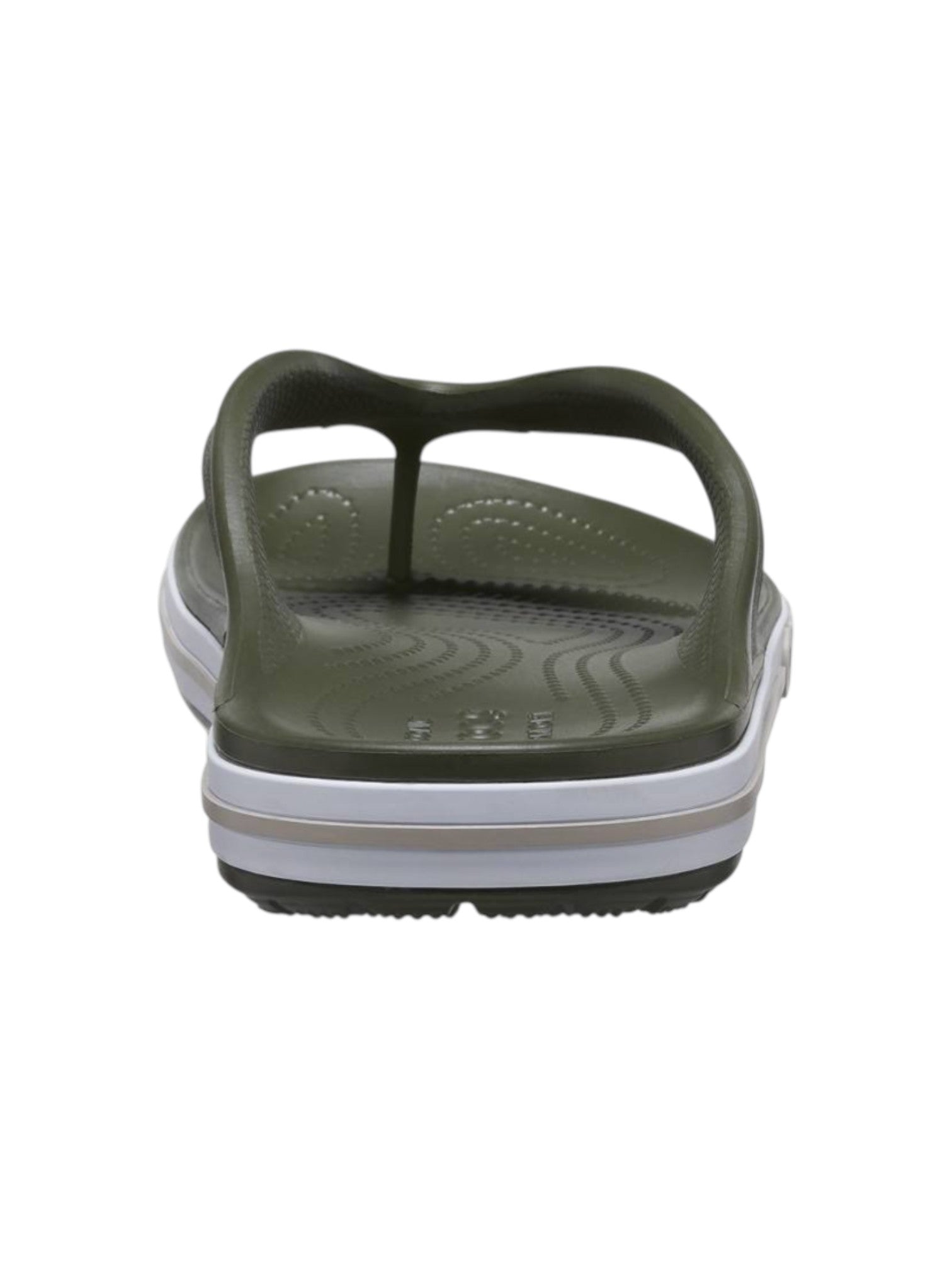 Green sandal with white sole on a white background. Crocs, Monza Outlet, Monza Fashion, Shein Outlet 