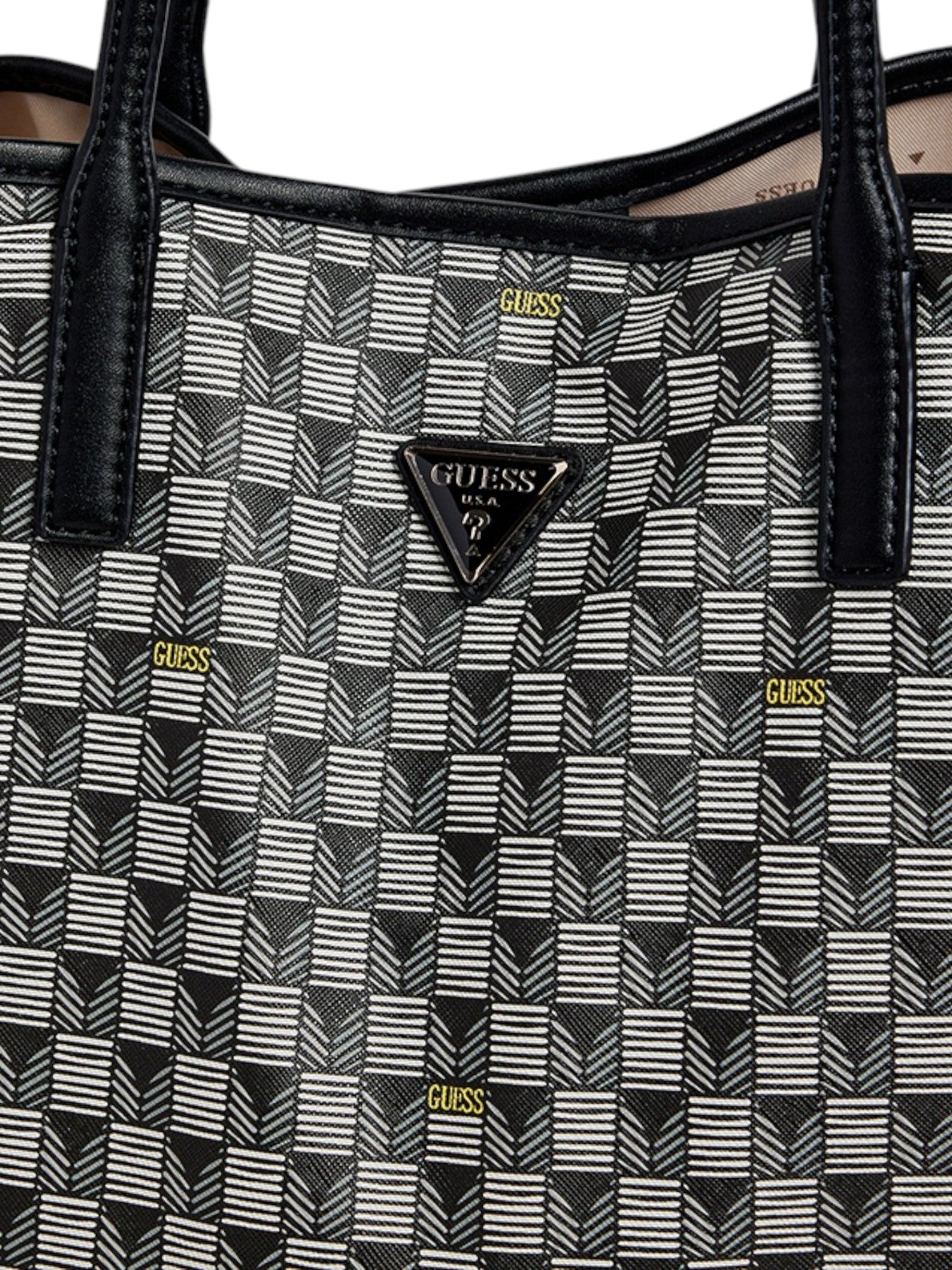 Patterned handbag with Guess logo on a white background. Guess, Monza Outlet, Monza Fashion, Shein Outlet
