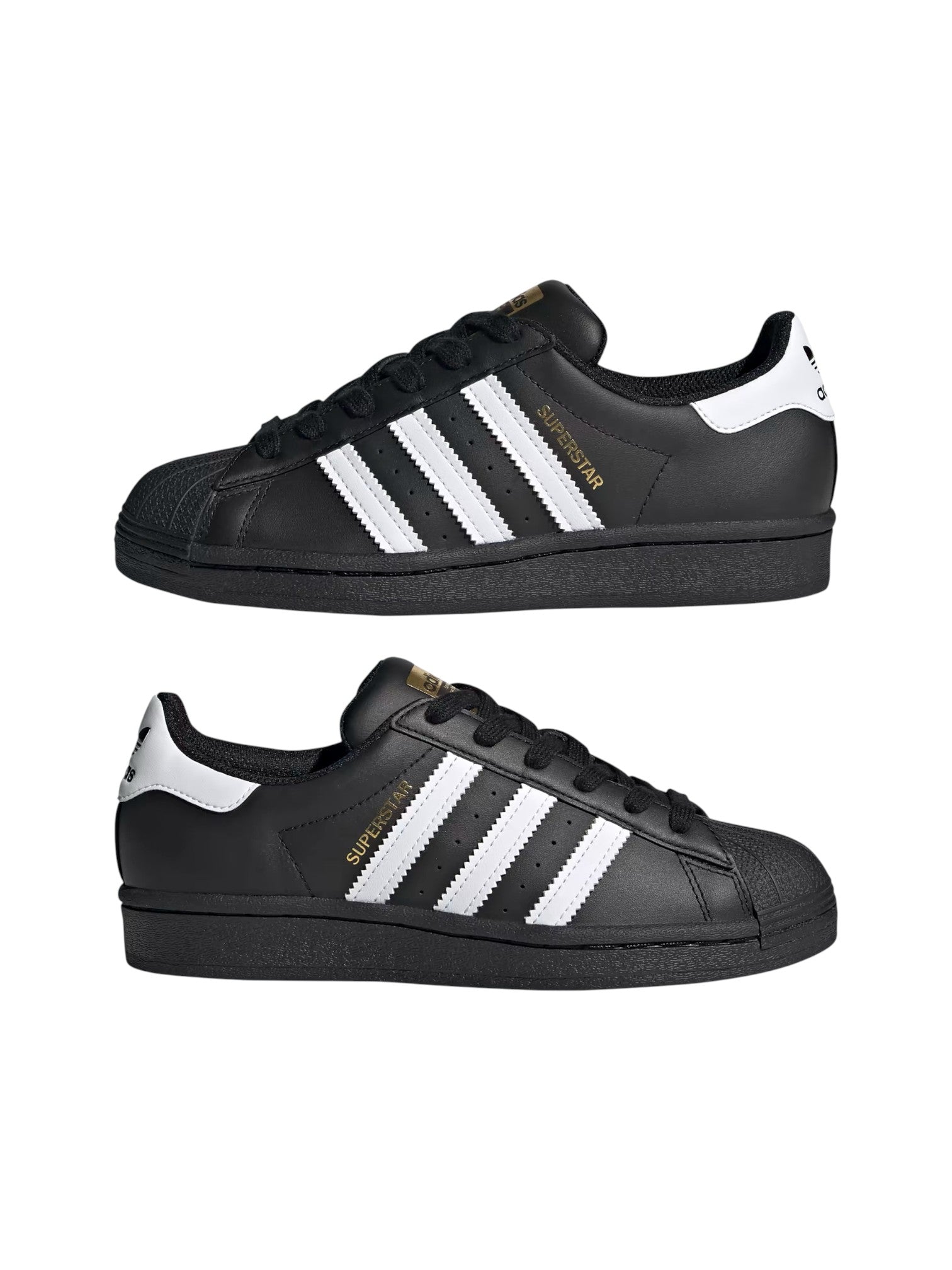 Black Adidas sneakers with white stripes on a white background. Adidas, Monza Outlet, Monza Fashion, Shein Outlet