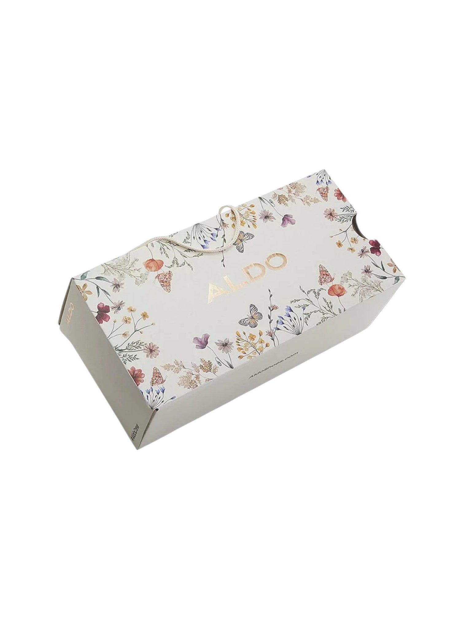 Floral-patterned box on a white background. Aldo, Monza Outlet, Monza Fashion, Shein Outlet