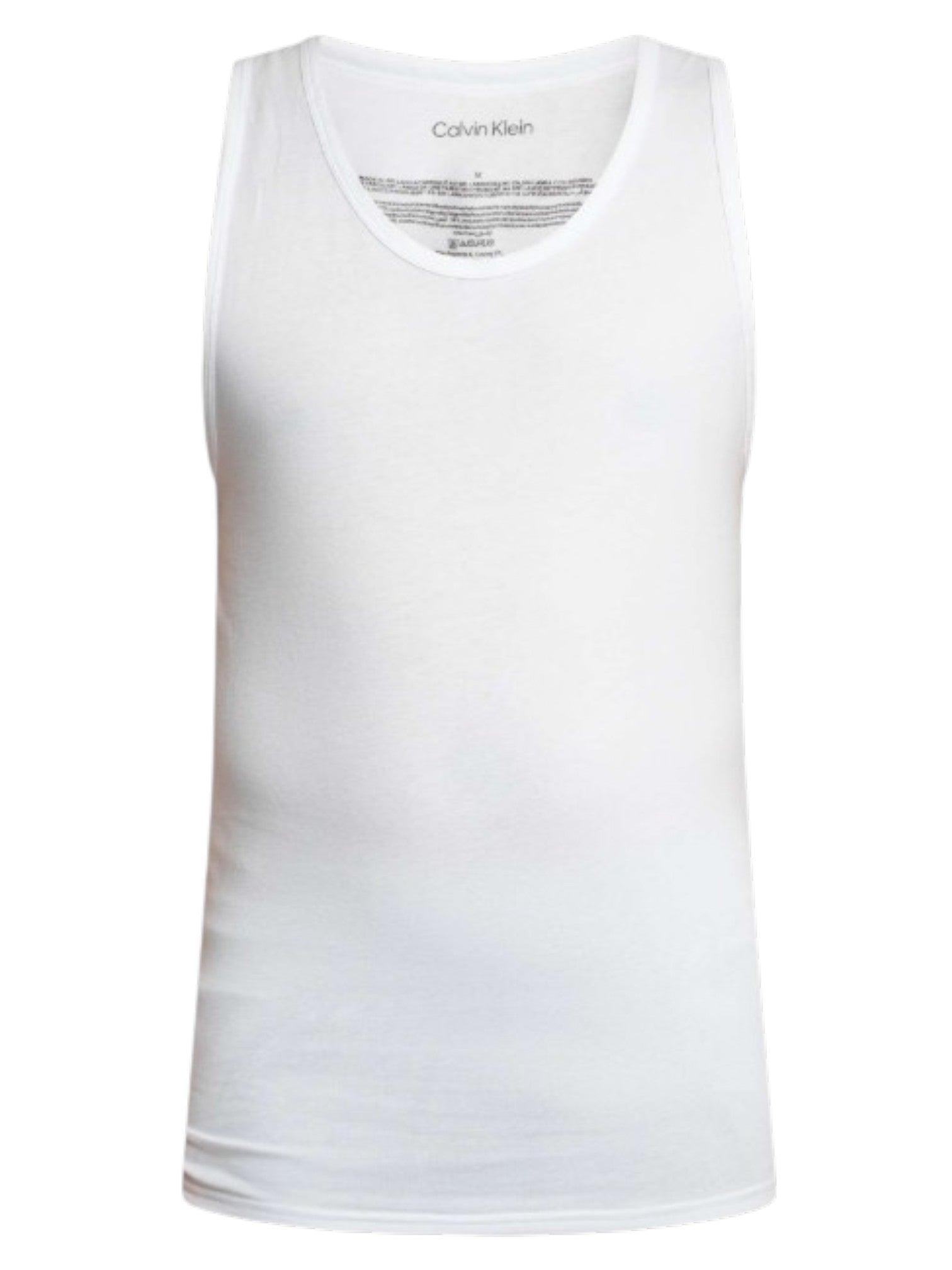 A white Calvin Klein tank top shown against a plain white background. Calvin Klein, Monza Outlet, Monza Fashion, Shein Outlet