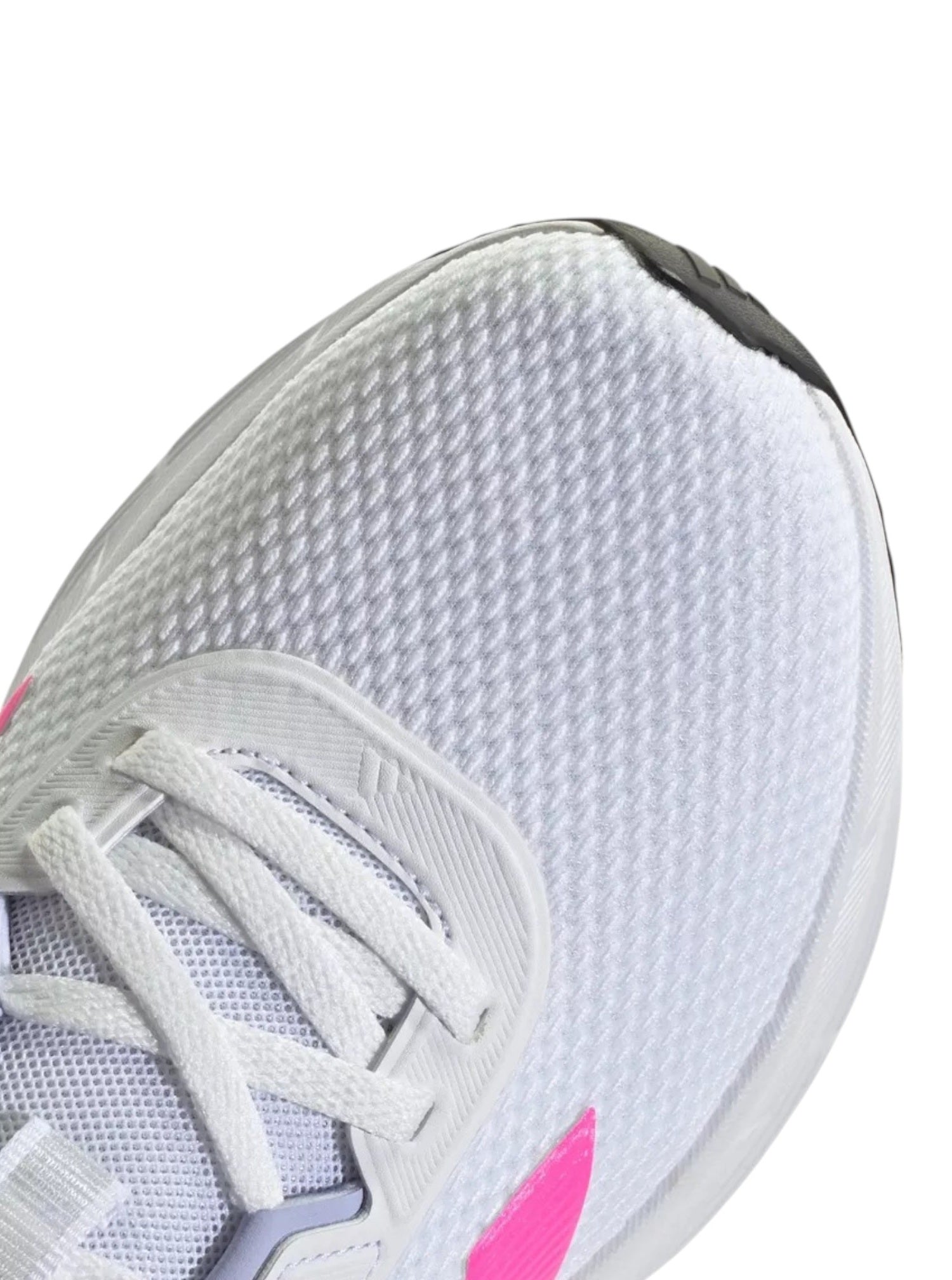 White athletic shoe with pink accents on a white background. Adidas, Monza Outlet, Monza Fashion, Shein Outlet