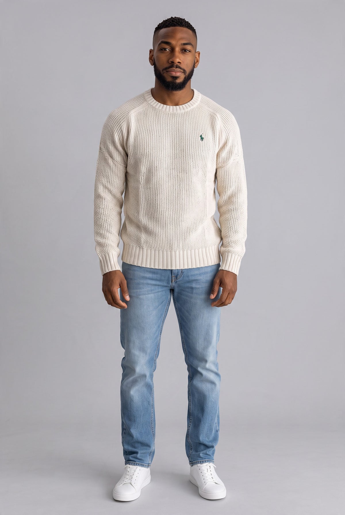 Polo Ralph Lauren Men's Cream Cotton Crewneck Sweater