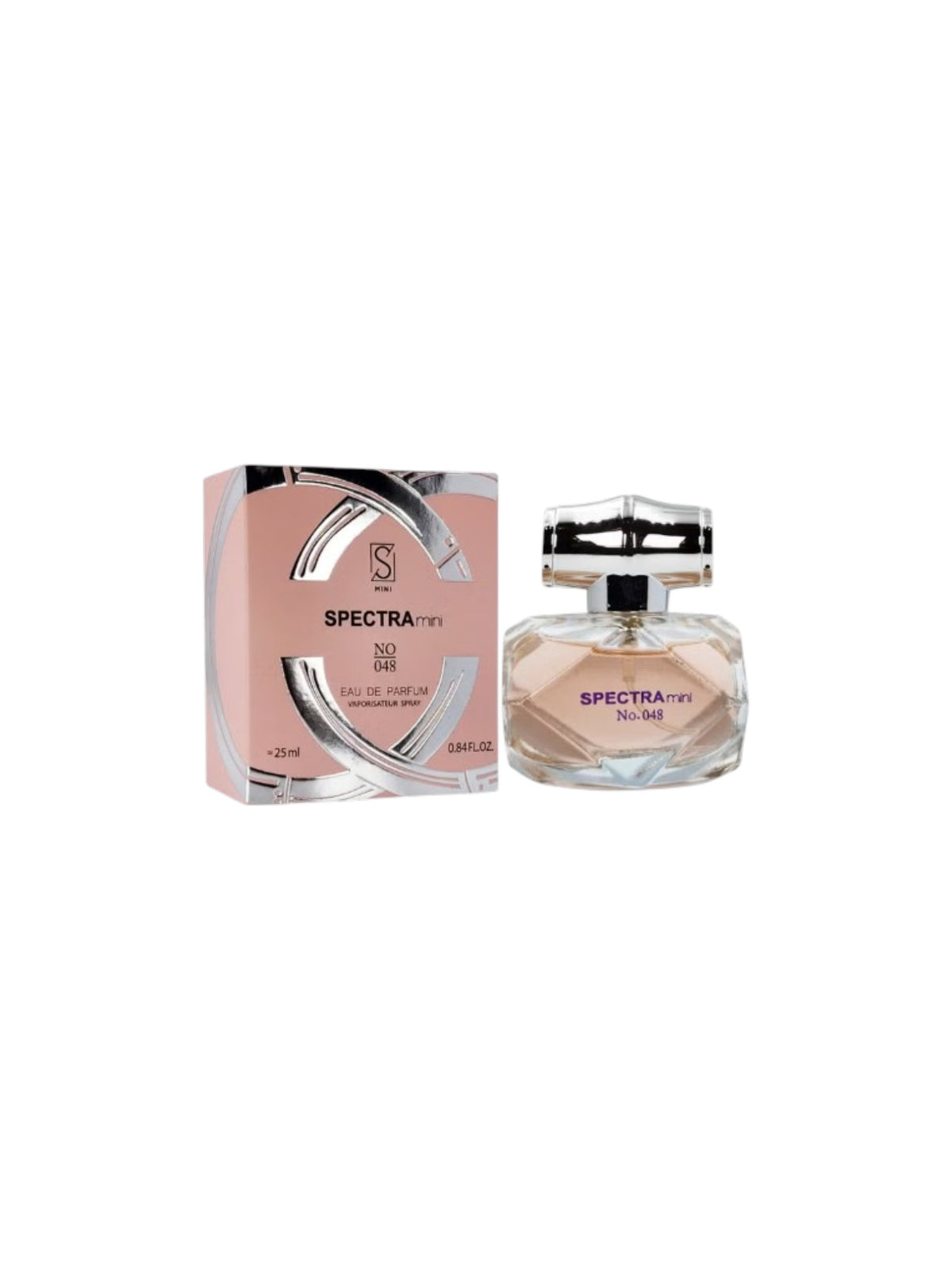 Spectra phyto No. 501 Eau de Parfum bottle and its pink and silver packaging box, shown on a plain white background. Spectra Mini, Monza Outlet, Monza Fashion, Shein Outlet