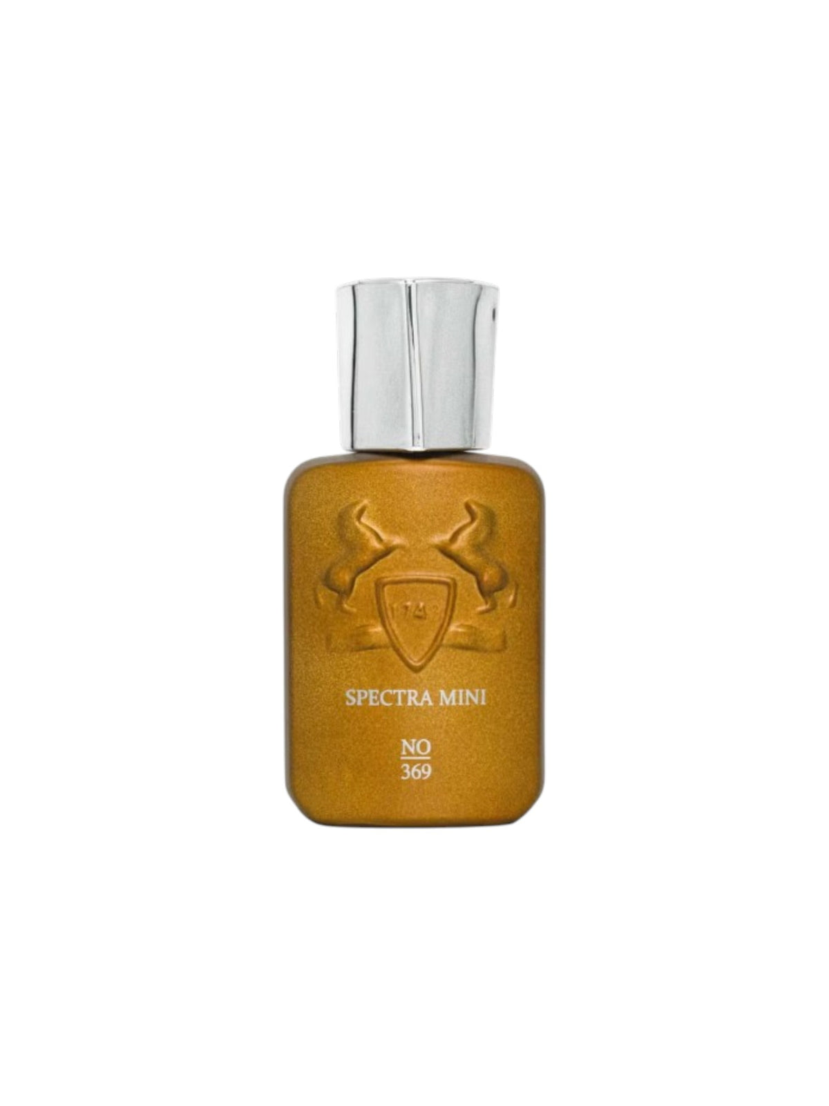 Spectra Mini No. 369 Eau de Parfum by Parfums de Marly, featuring a pink glass bottle next to its red packaging box with a white label. Spectra Mini, Monza Outlet, Monza Fashion, Shein Outlet
