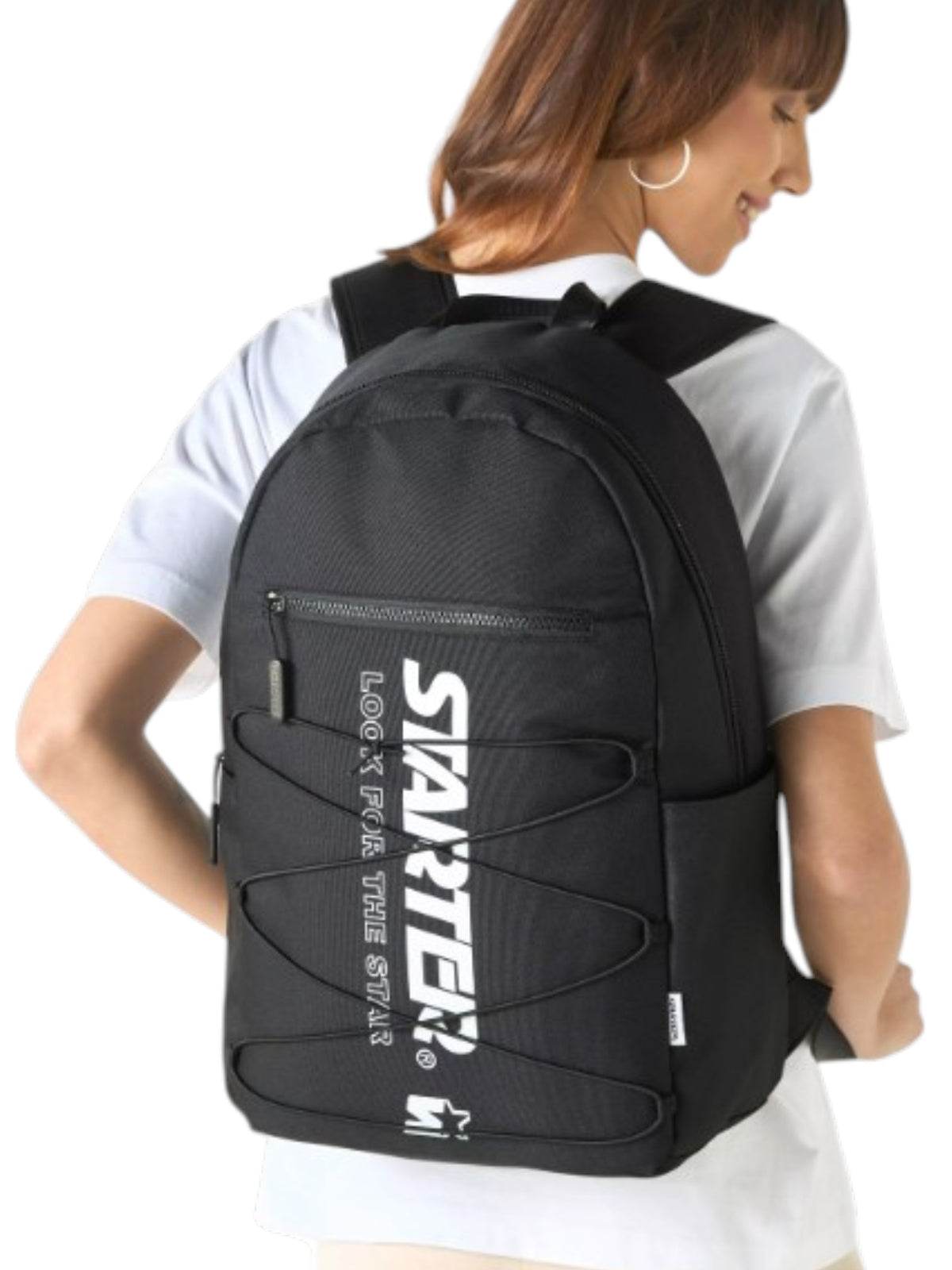Starter Logo Print Backpack with Adjustable Straps and Zip Closure
