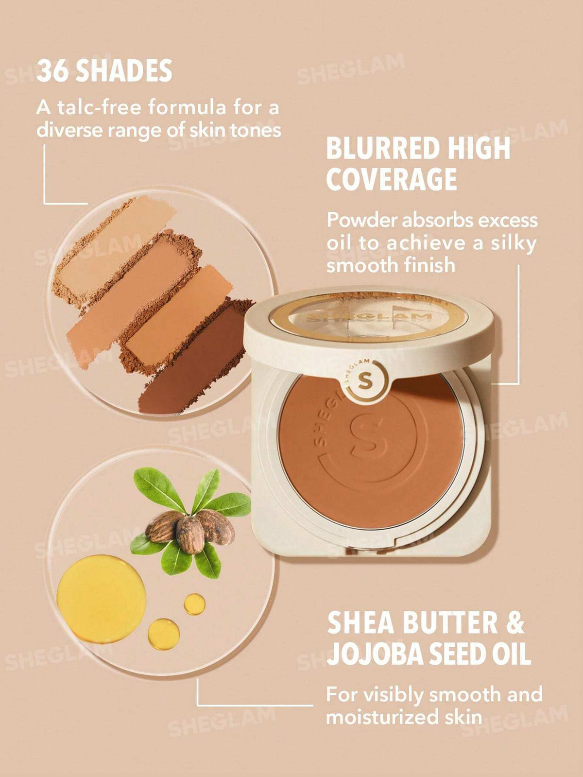 Sheglam Skin-Focus High Coverage Powder Foundation- 11 g